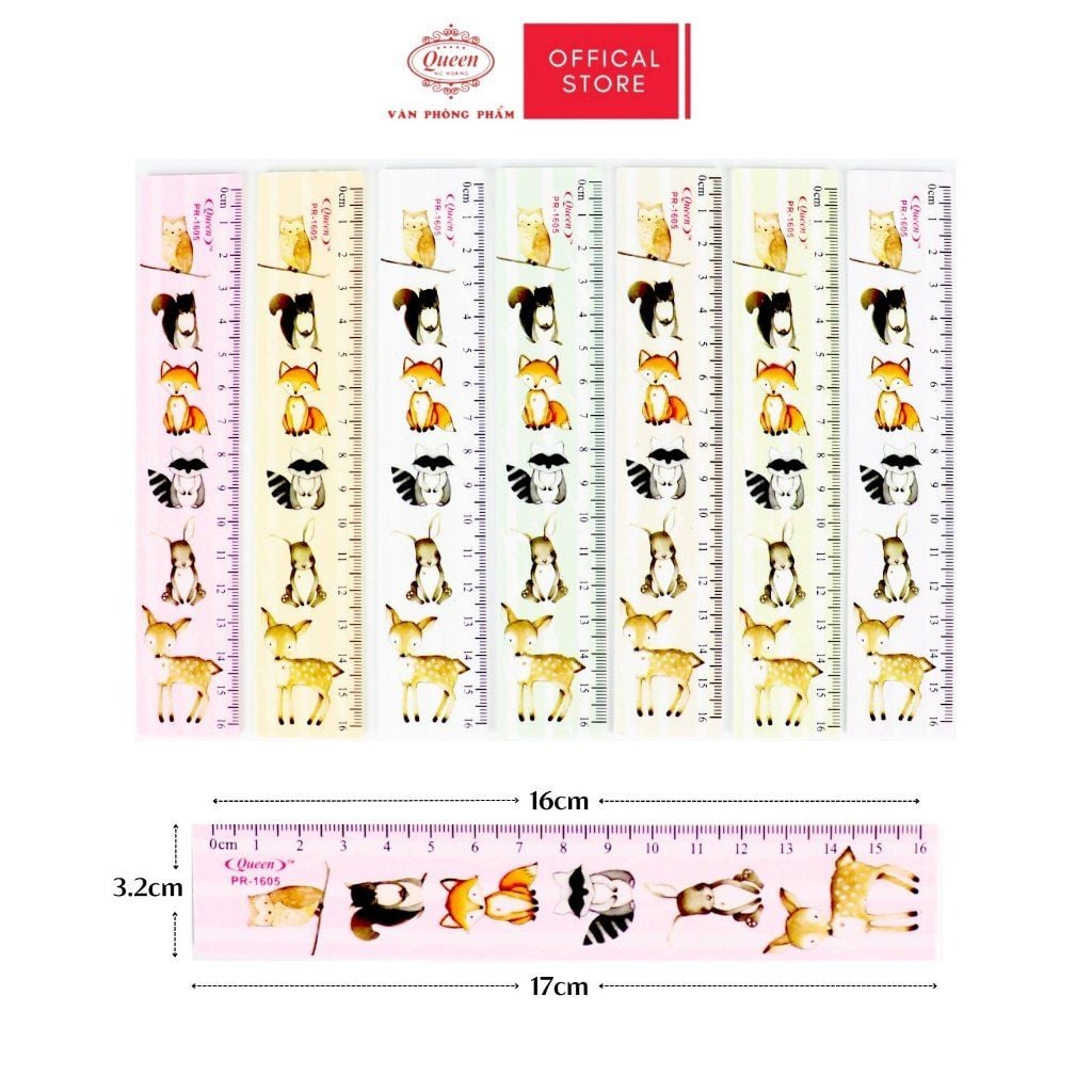 Thước kẻ học sinh hình thú dễ thương Woodland Queen 16cm - PR-16cm - (Hình ngẫu nhiên)