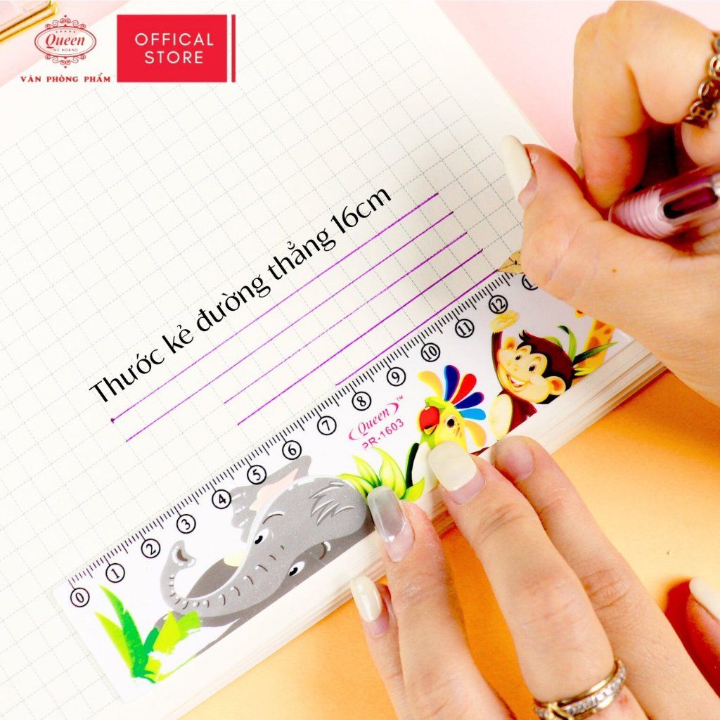 Thước kẻ học sinh hình thú dễ thương 16cm - Queen PR-16cm