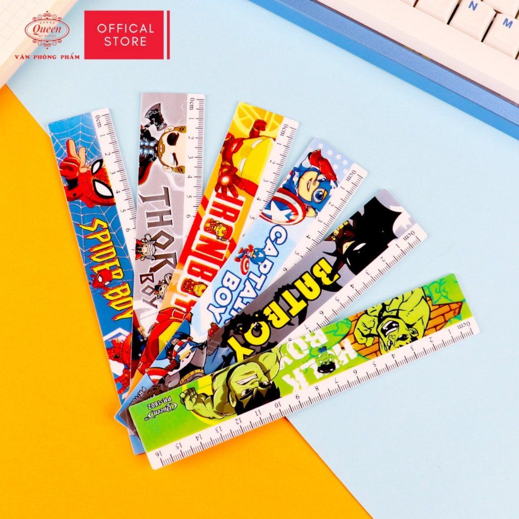 Thước kẻ học sinh siêu nhân Queen 16cm - PR-16cm (Hình ngẫu nhiên)