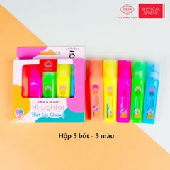 Bút dạ quang Queen HL-02 (5 bút, 5 màu)