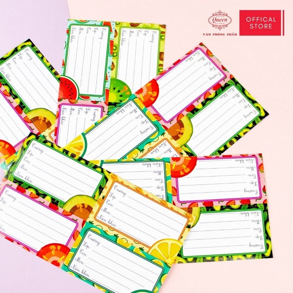 Nhãn vở học sinh Trái Cây Queen - 20 nhãn/1 tệp - LB901 nhãn decal chất liệu tốt