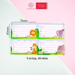 Nhãn vở học sinh Safari Friends Queen - 20 nhãn/1 tệp - LB901 nhãn decal chất liệu tốt