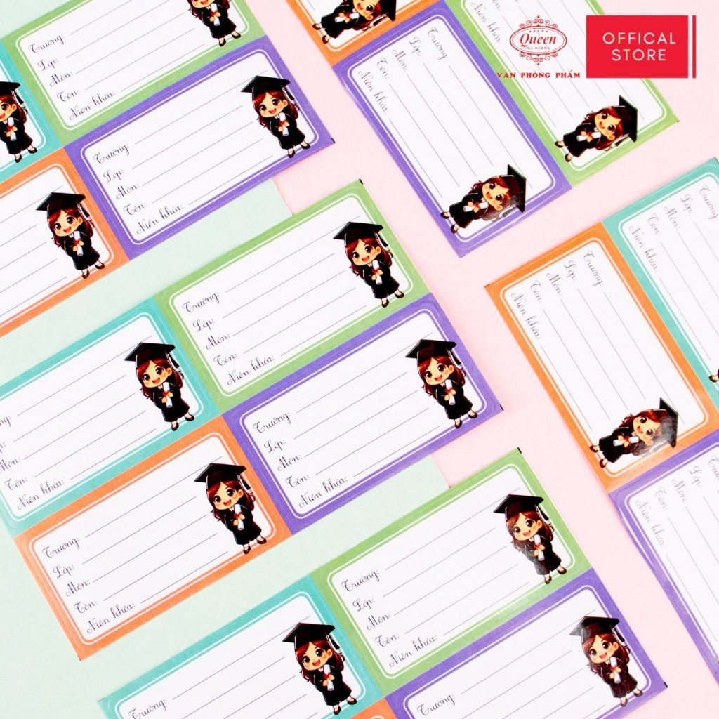 Nhãn vở học sinh Nữ Sinh Queen - 20 nhãn/1 tệp - LB901 nhãn decal chất liệu tốt