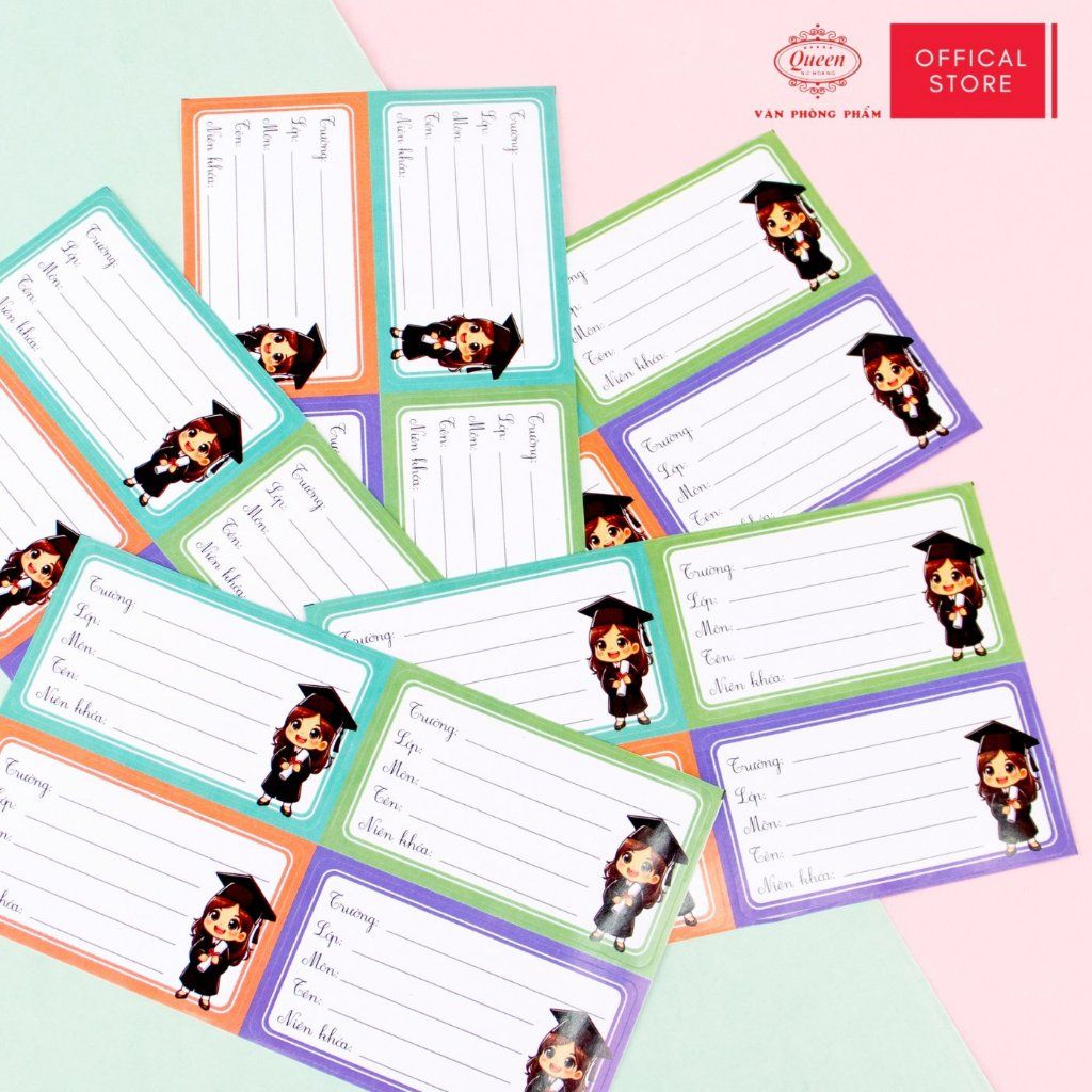 Nhãn vở học sinh Nữ Sinh Queen - 20 nhãn/1 tệp - LB901 nhãn decal chất liệu tốt