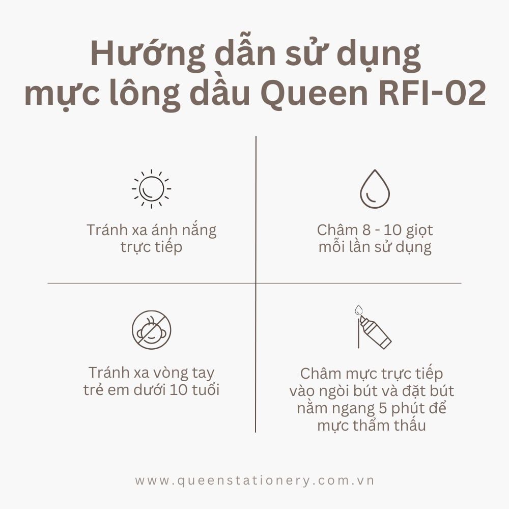 Mực bút lông dầu Queen - Tiêu chuẩn Châu Âu & Mỹ - RFI-02 bám dính tốt trên nhiều bề mặt - 25ml