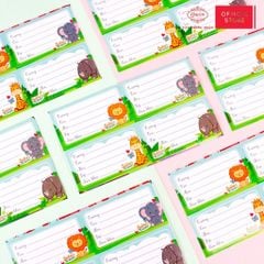 Nhãn vở học sinh Safari Friends Queen - 20 nhãn/1 tệp - LB901 nhãn decal chất liệu tốt
