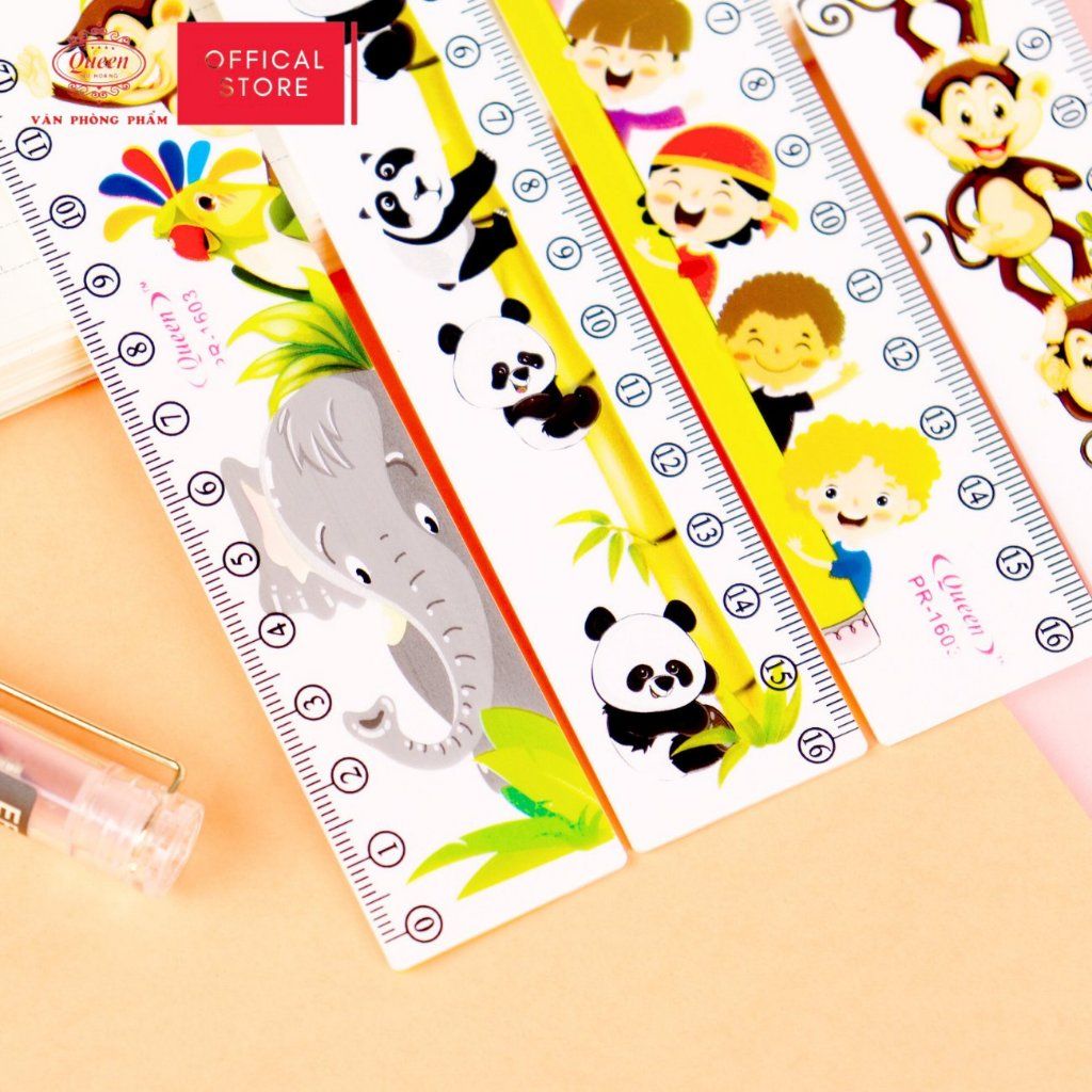 Thước kẻ học sinh hình thú dễ thương 16cm - Queen PR-16cm