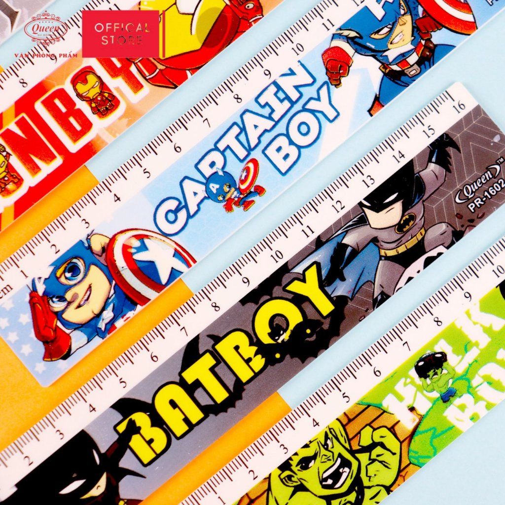 Thước kẻ học sinh siêu nhân Queen 16cm - PR-16cm (Hình ngẫu nhiên)