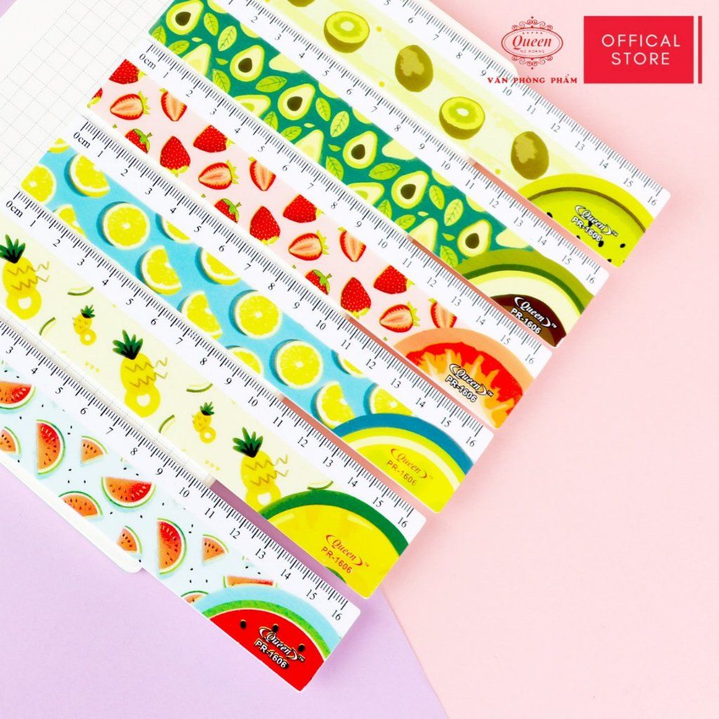 Thước kẻ học sinh Trái Cây Queen - 16cm - PR-16 (hình ngẫu nhiên)