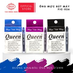Ống mực bút máy Queen - FIC026 (đầu gắn 2.6mm) - Tím/Dương/Đen - 12 ống/hộp - Tiêu chuẩn Mỹ & Châu Âu