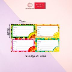 Nhãn vở học sinh Trái Cây Queen - 20 nhãn/1 tệp - LB901 nhãn decal chất liệu tốt
