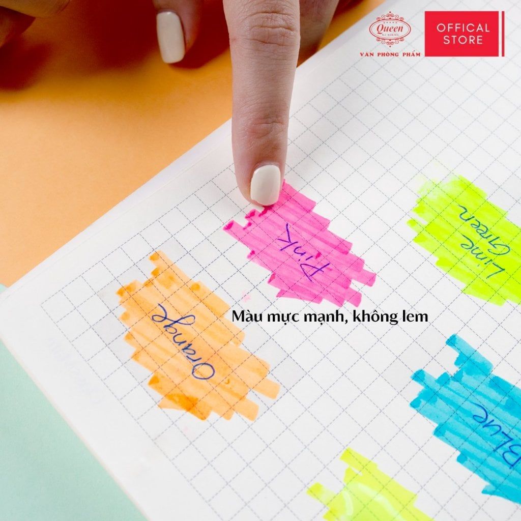 Bút dạ quang Queen (6 bút, 2 màu vàng) - HL-01
