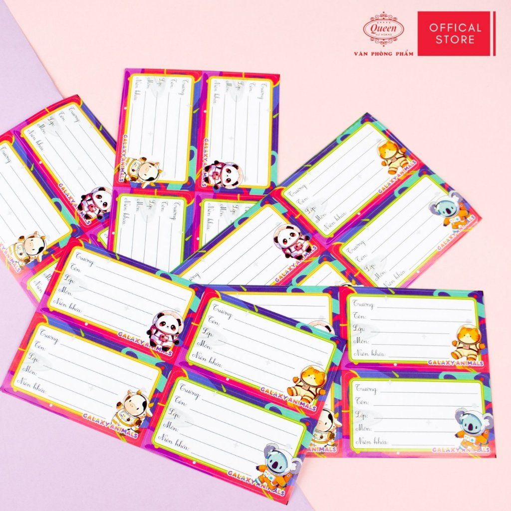 Nhãn vở học sinh Galaxy Animal Queen - 20 nhãn/1 tệp - LB901 nhãn decal chất liệu tốt