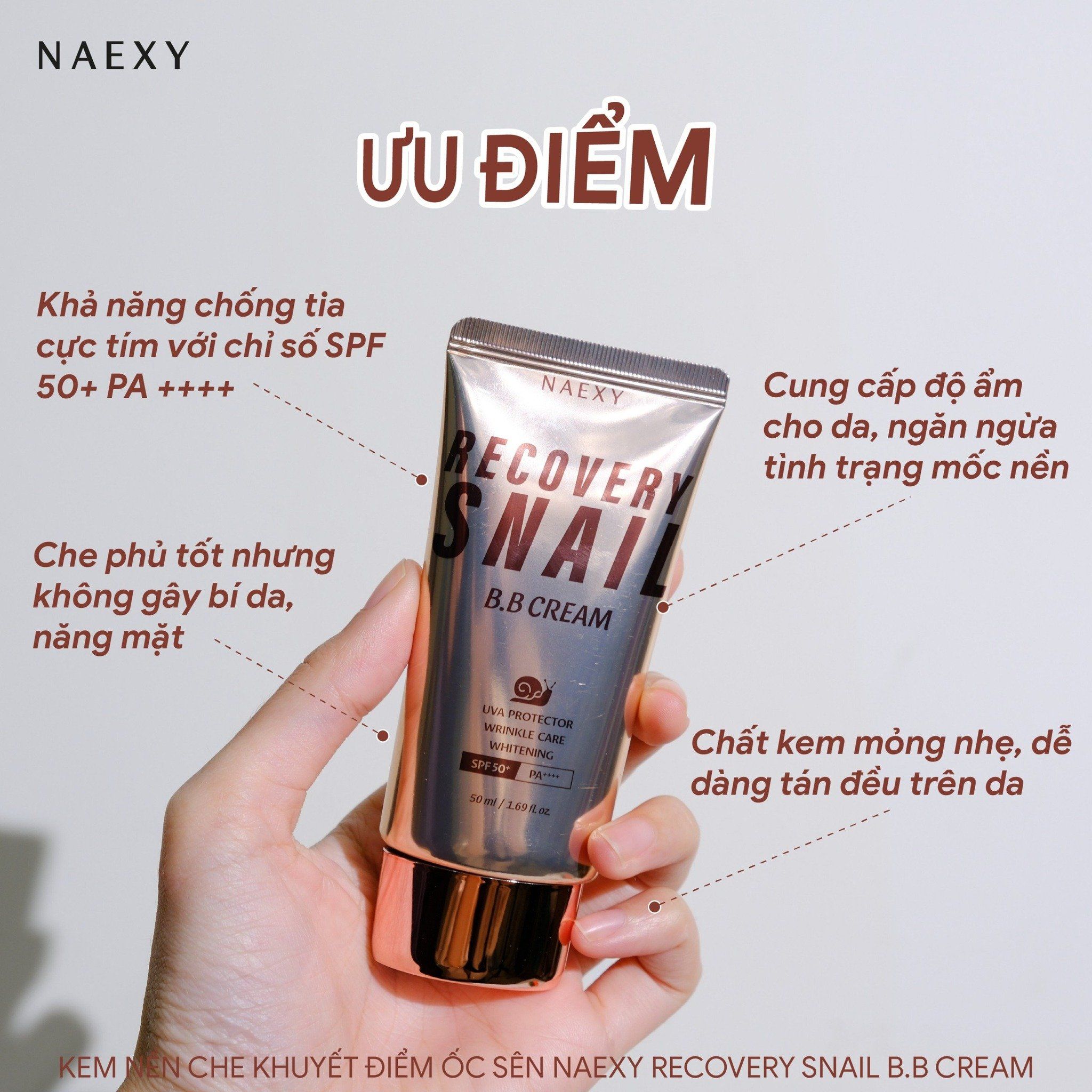 KEM NỀN ỐC SÊN NAEXY RECOVERY SNAIL B.B CREAM 50ML