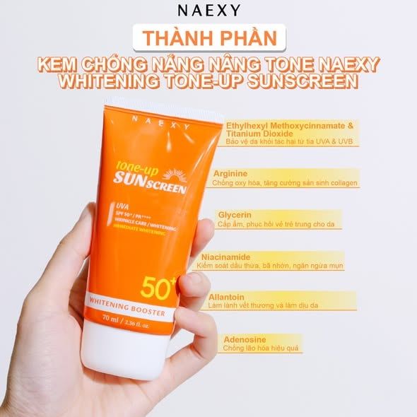 KEM CHỐNG NẮNG NÂNG TONE NAEXY WHITENING TONE-UP SUNSCREEN 70ML