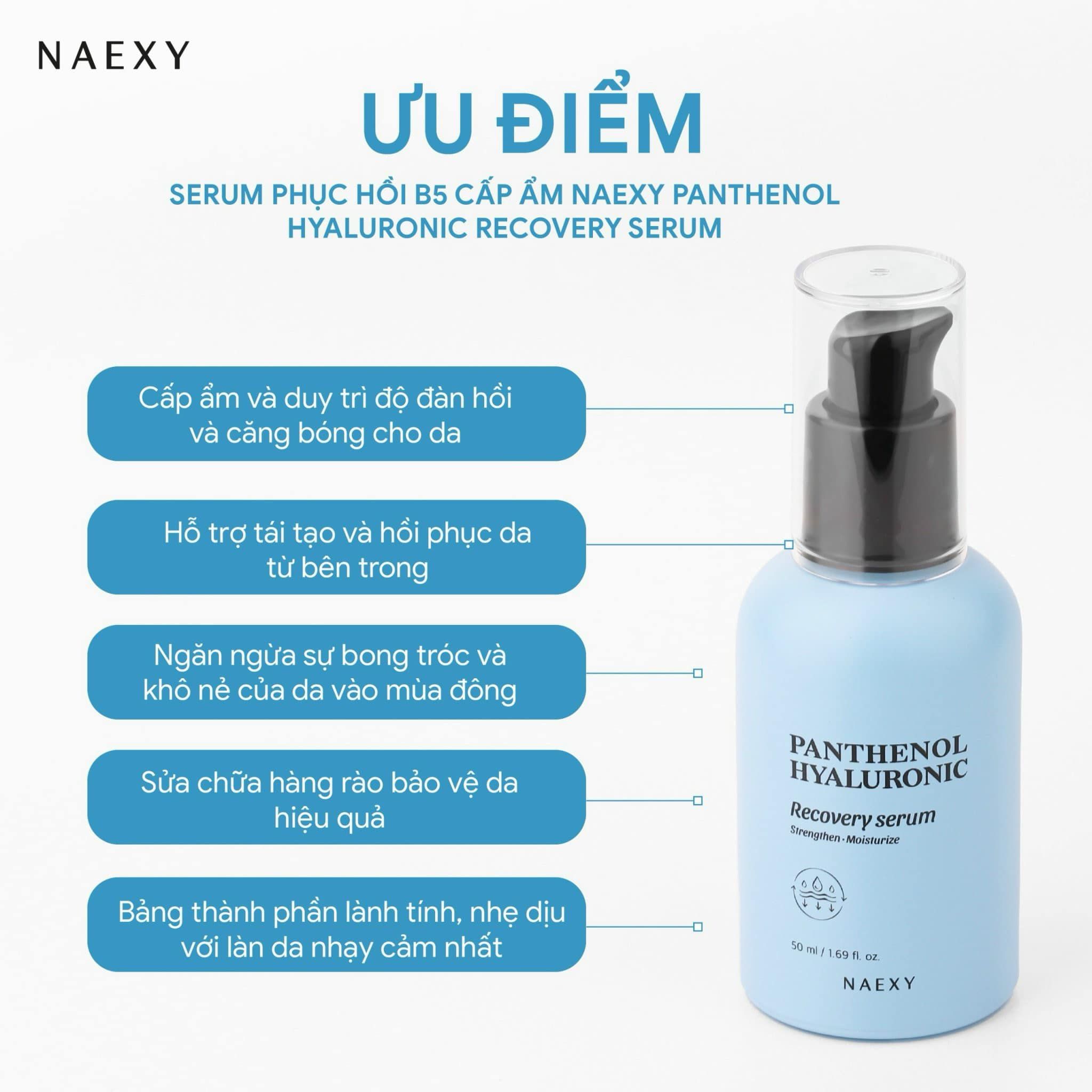 SERUM HỖ TRỢ PHỤC HỒI B5 CẤP ẨM NAEXY PANTHENOL HYALURONIC RECOVERY SERUM 50ML