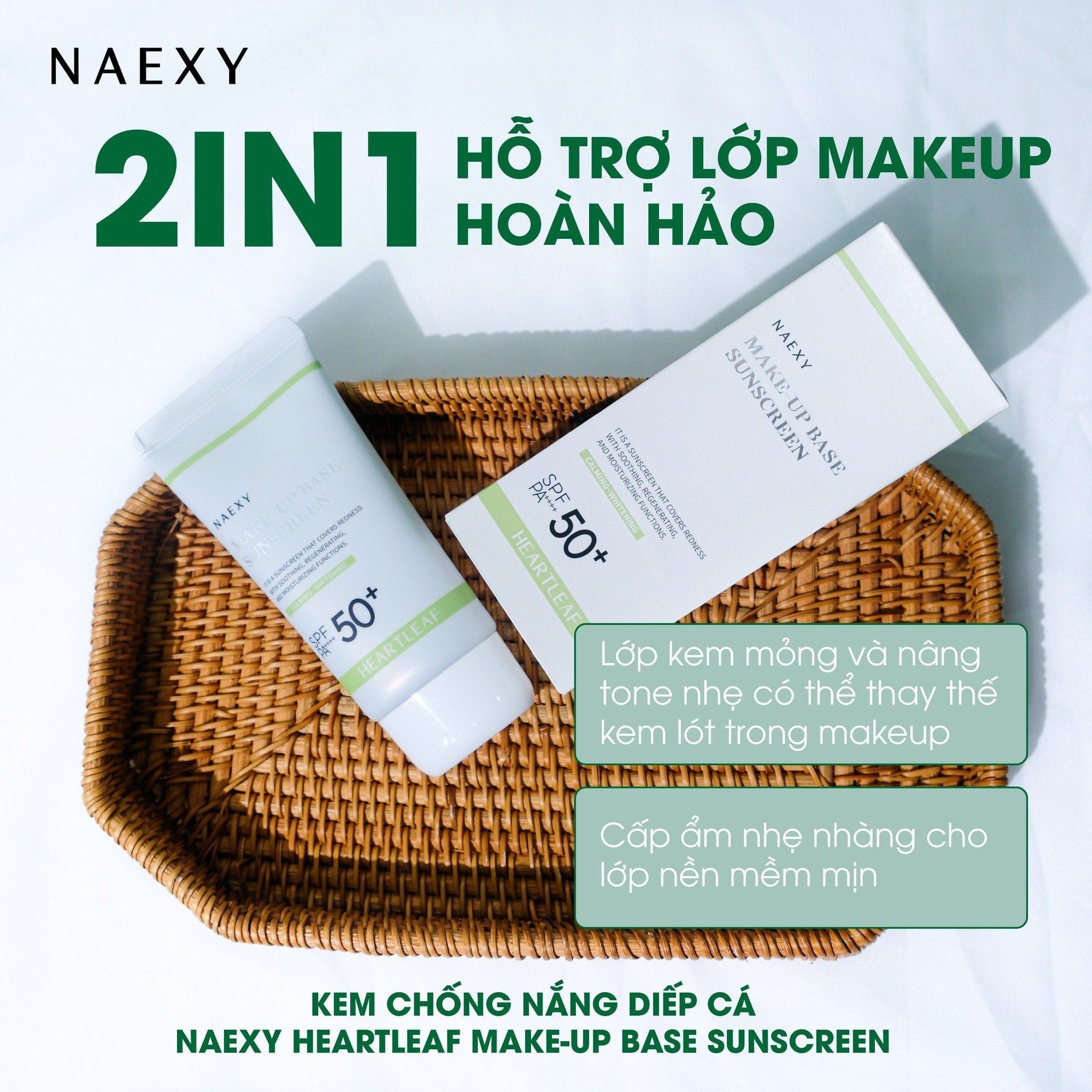 KEM CHỐNG NẮNG DIẾP CÁ NAEXY HEARTLEAF MAKE-UP BASE SUNSCREEN 70ML