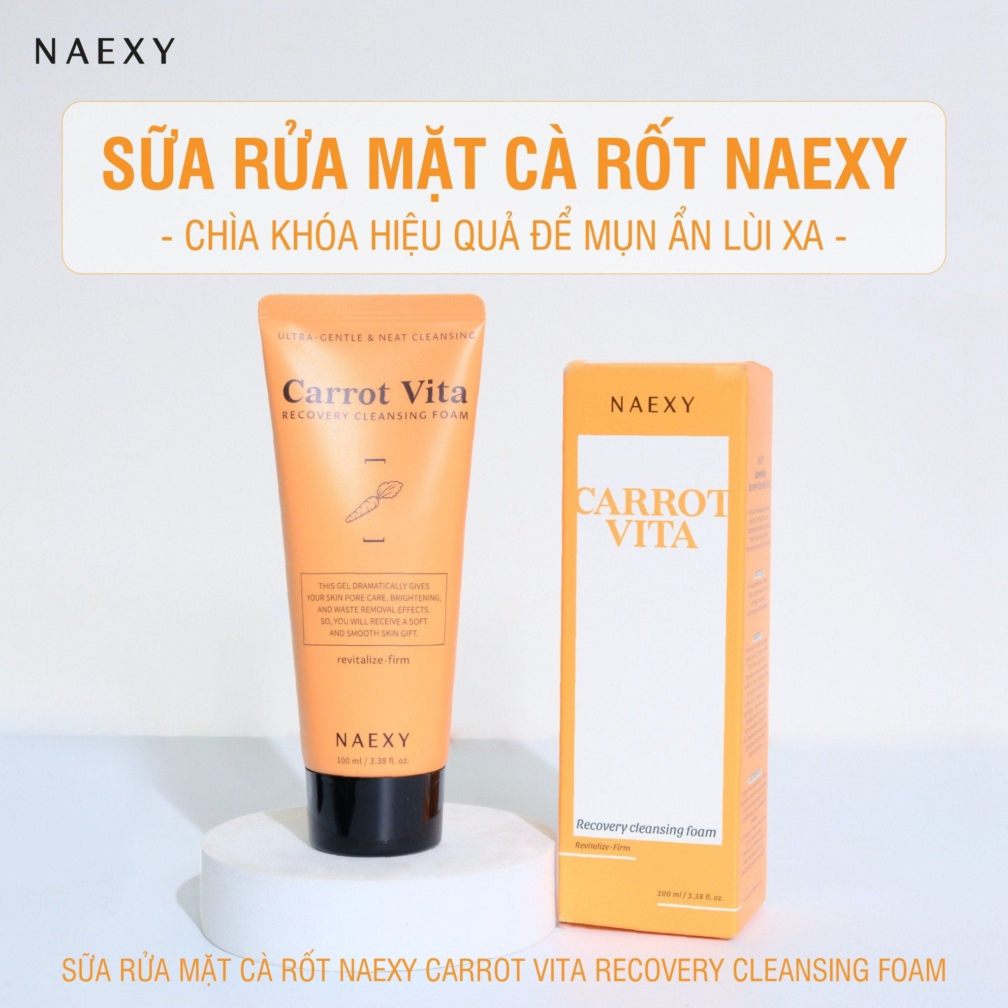 SỮA RỬA MẶT CÀ RỐT NAEXY CARROT VITA RECOVERY CLEANSING FOAM 100ML