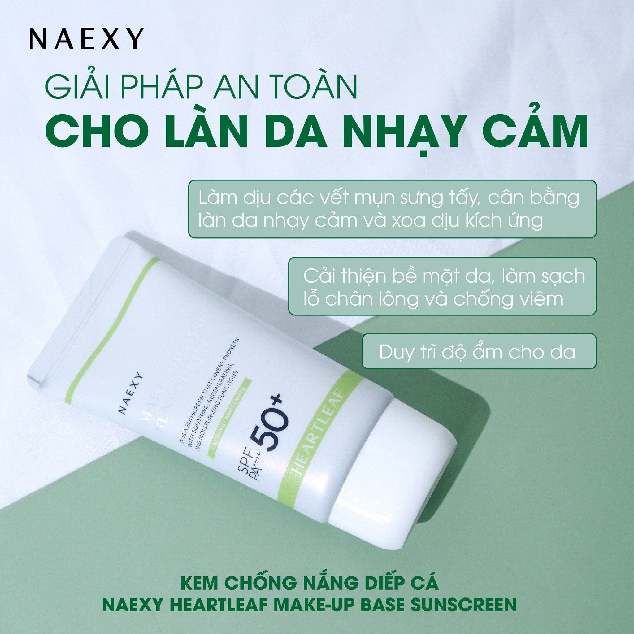 KEM CHỐNG NẮNG DIẾP CÁ NAEXY HEARTLEAF MAKE-UP BASE SUNSCREEN 70ML
