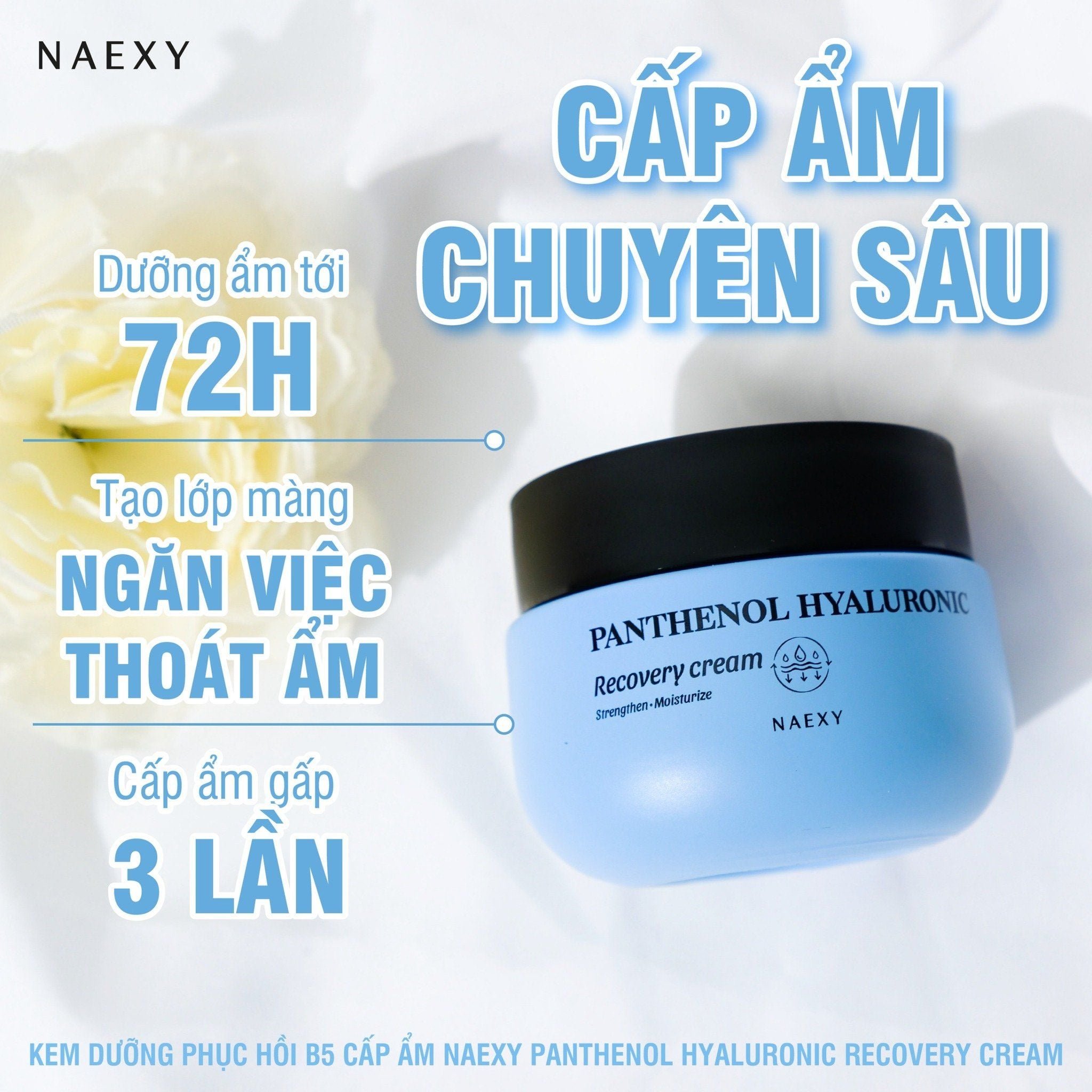 KEM DƯỠNG HỖ TRỢ PHỤC HỒI B5 CẤP ẨM NAEXY PANTHENOL HYALURONIC RECOVERY CREAM 50G