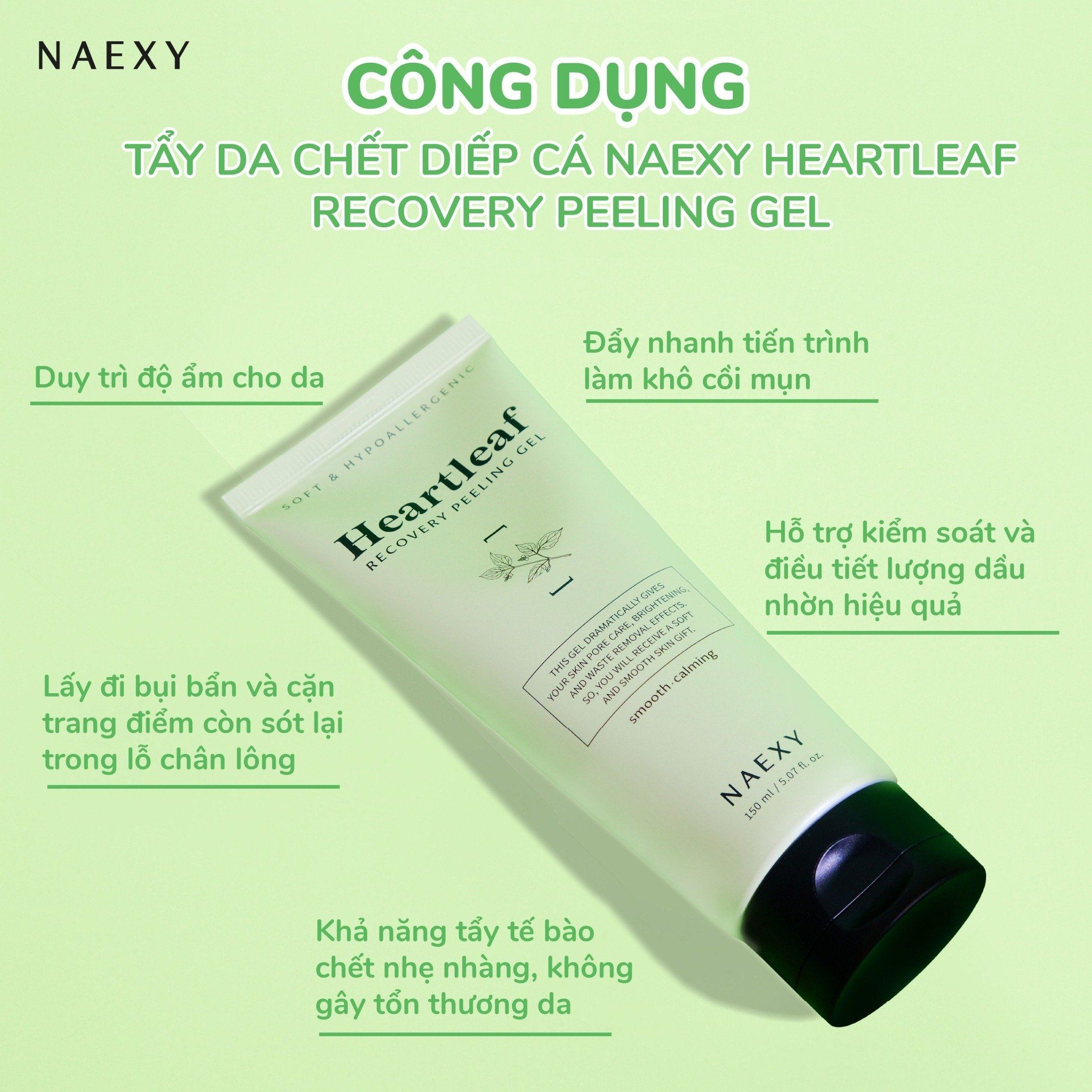 TẨY DA CHẾT DIẾP CÁ NAEXY HEARTLEAF RECOVERY PEELING GEL 150ML