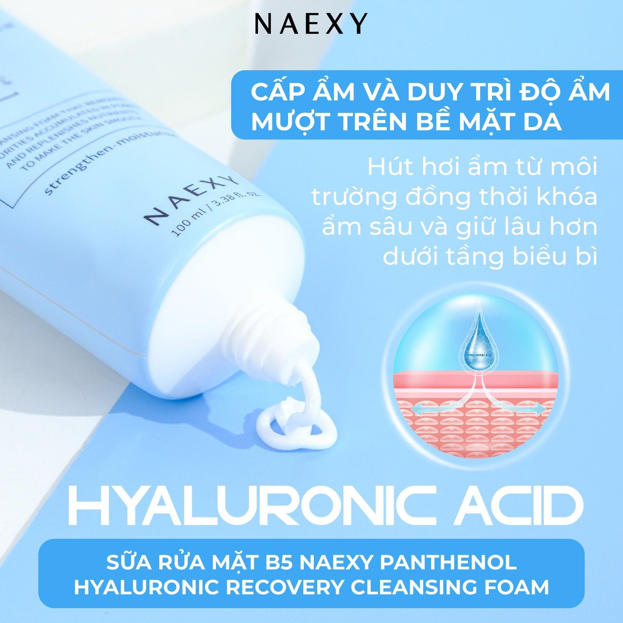 SỮA RỬA MẶT B5 NAEXY PANTHENOL HYALURONIC RECOVERY CLEANSING FOAM 100ML