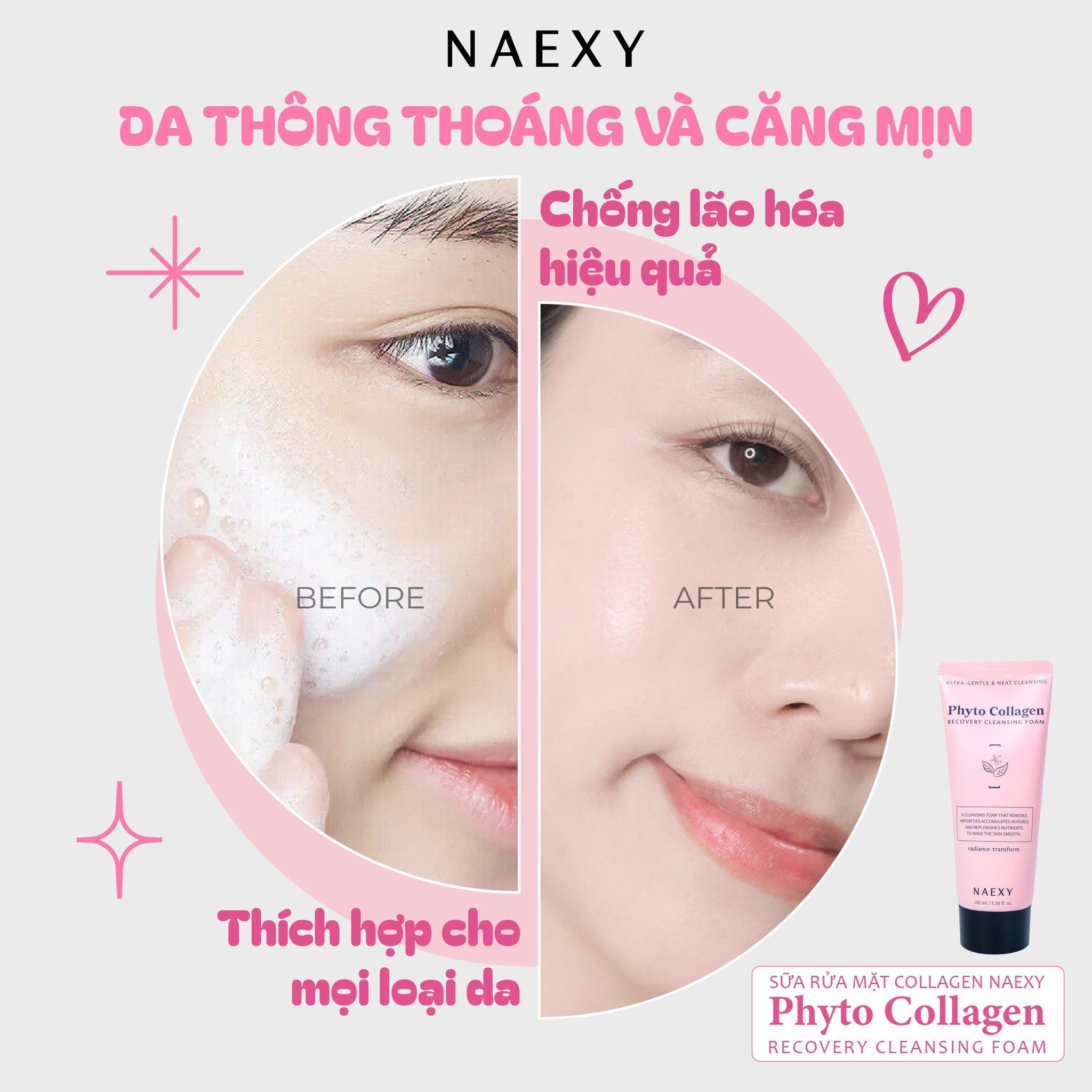 SỮA RỬA MẶT COLLAGEN NAEXY PHYTO COLLAGEN RECOVERY CLEANSING FOAM 100ML