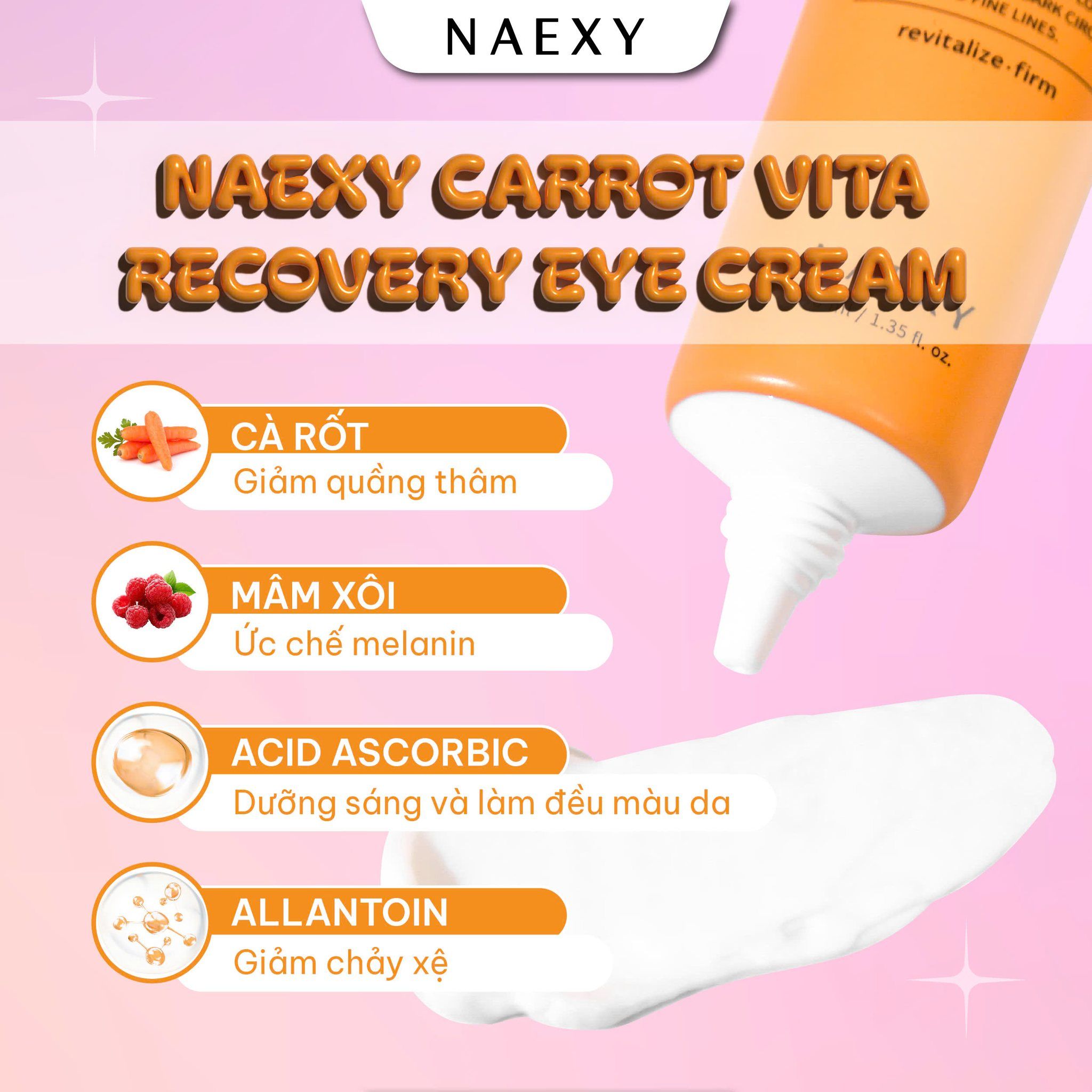 KEM DƯỠNG MẮT CÀ RỐT NAEXY CARROT VITA RECOVERY EYE CREAM 40ML