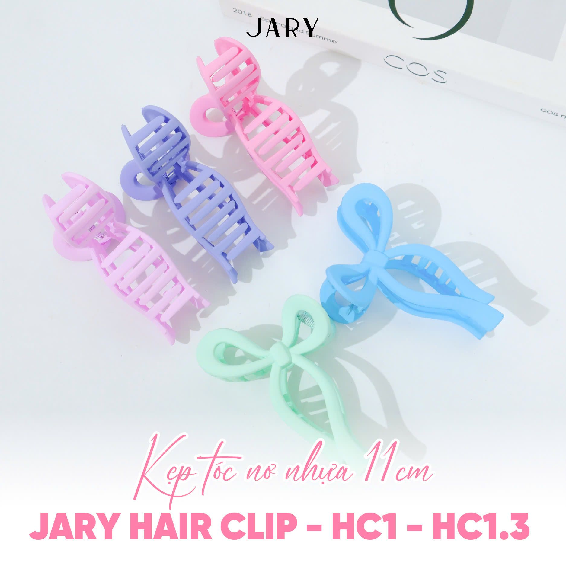 KẸP TÓC NƠ NHỰA 11CM JARY HAIR CLIP - HC1 - HC1.3 - HC1.3.1 - MÀU HỒNG CAM