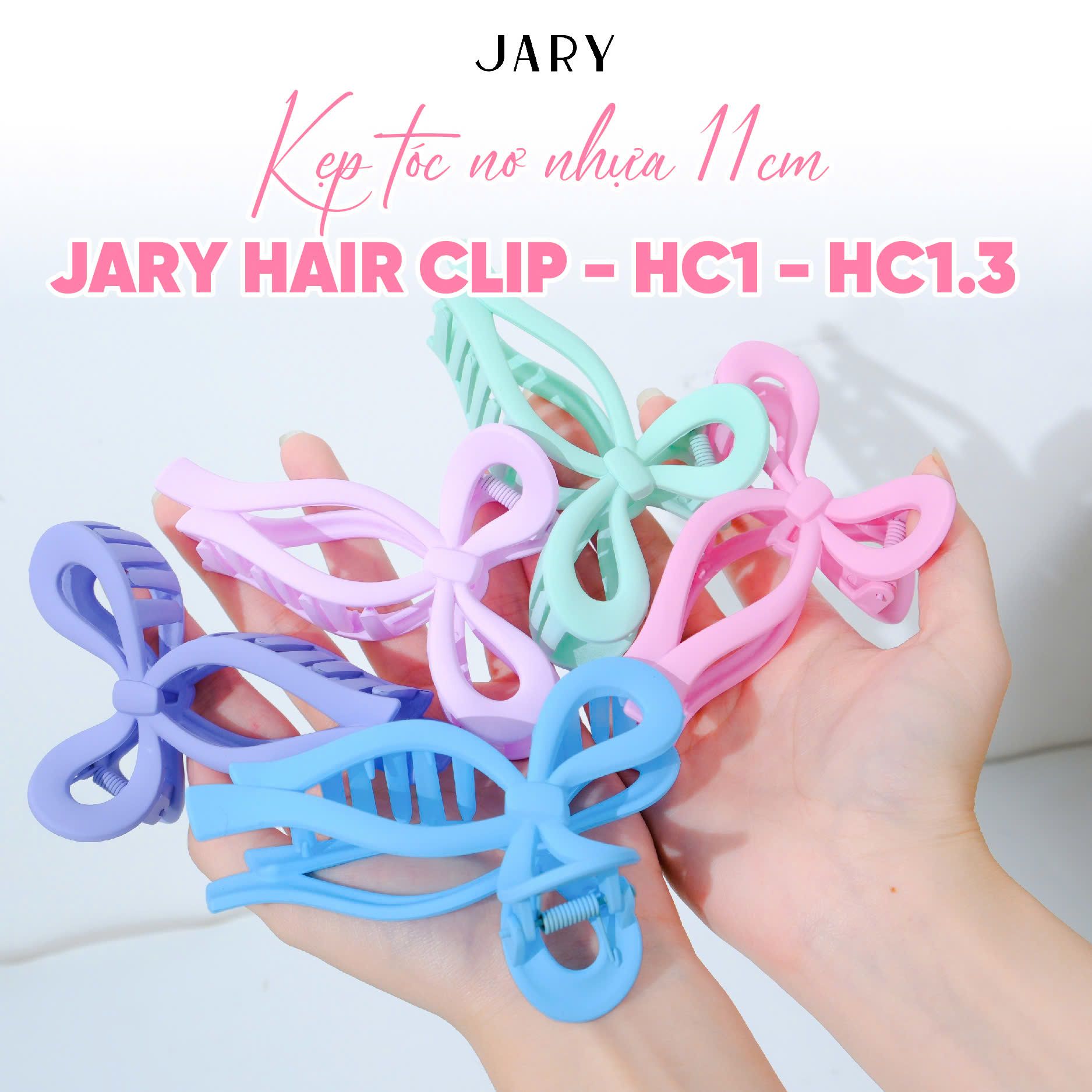 KẸP TÓC NƠ NHỰA 11CM JARY HAIR CLIP - HC1 - HC1.3 - HC1.3.2 - MÀU HỒNG TÍM