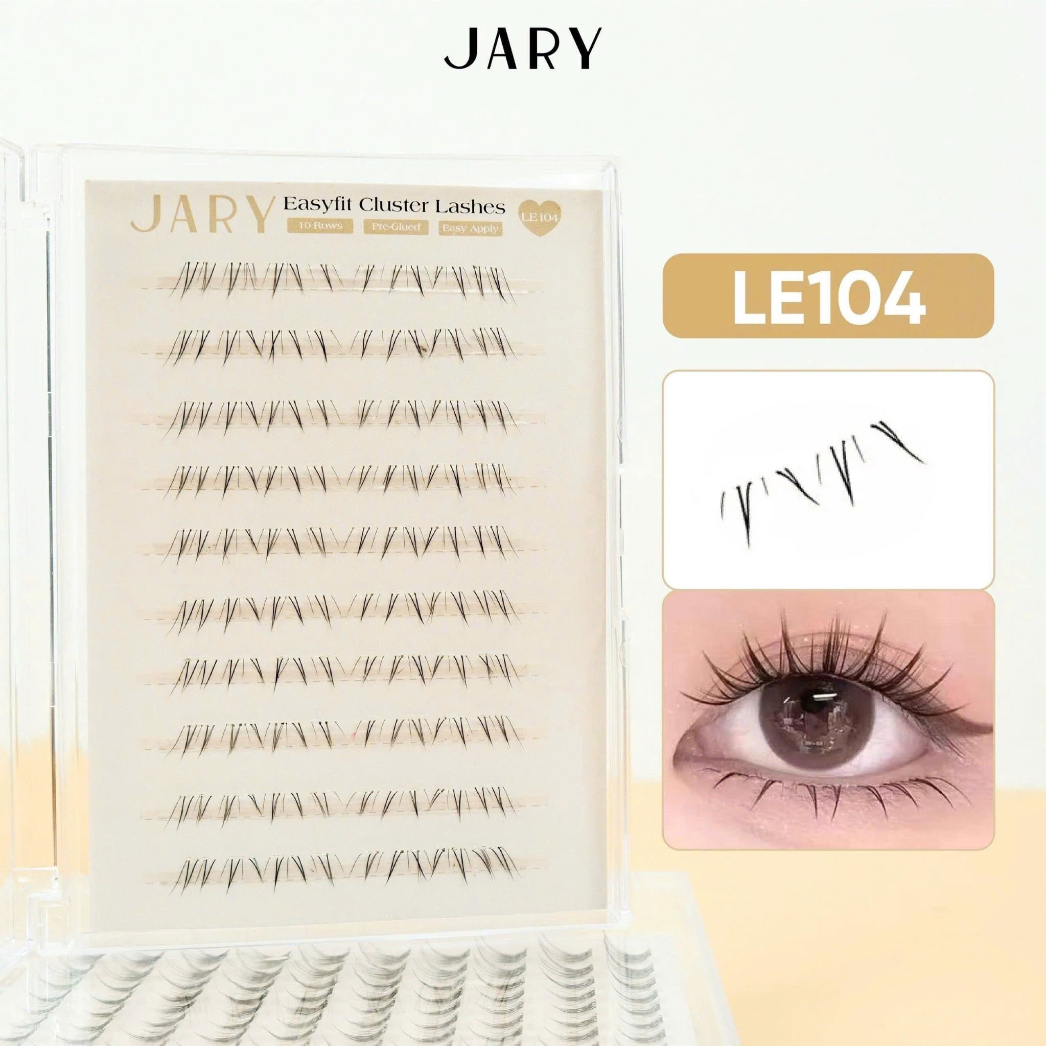 LÔNG MI CỤM CÓ SẴN KEO 10 HÀNG JARY EASYFIT CLUSTER LASHES - MI DƯỚI LE104