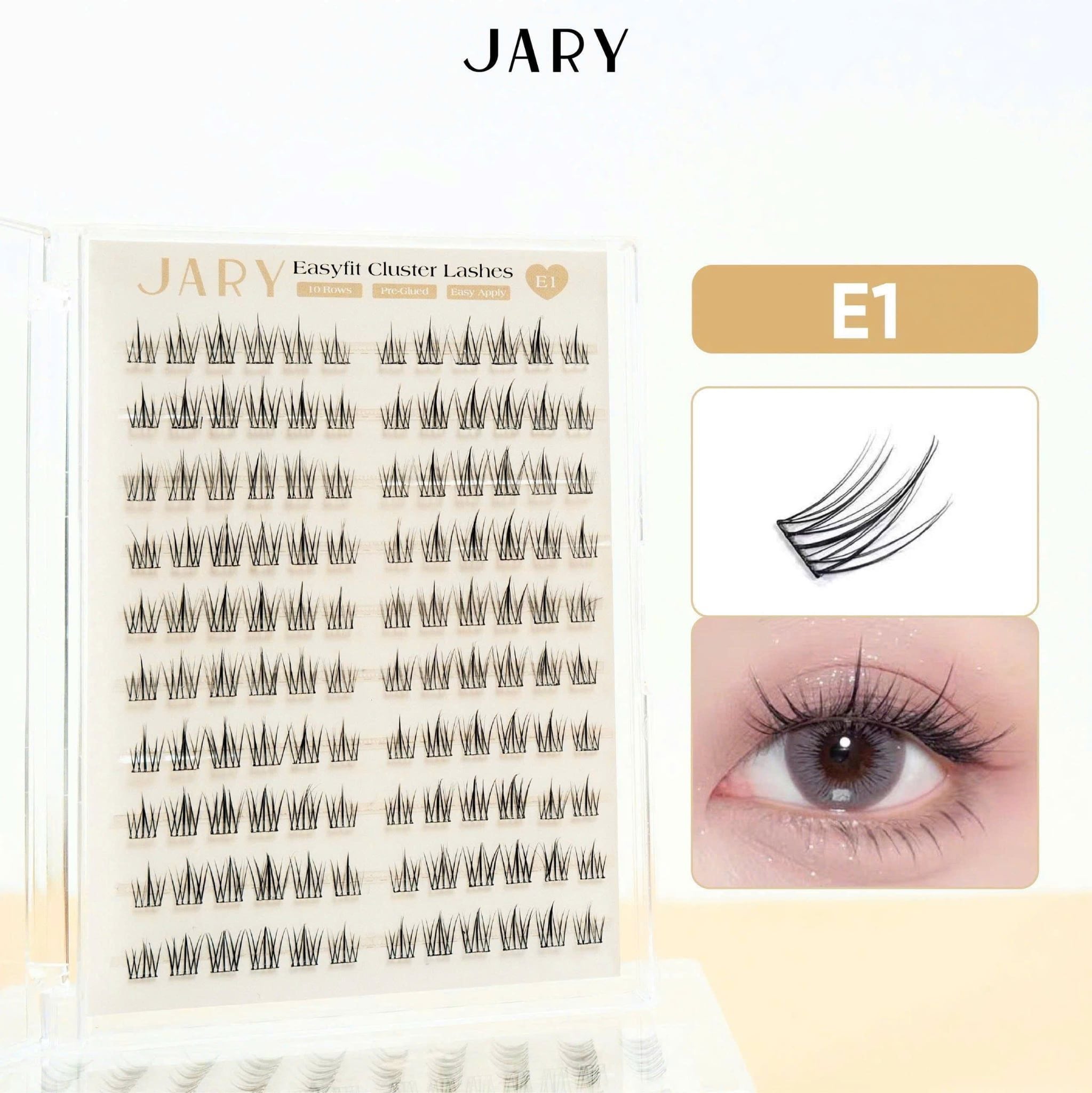 LÔNG MI CỤM CÓ SẴN KEO 10 HÀNG JARY EASYFIT CLUSTER LASHES - E1