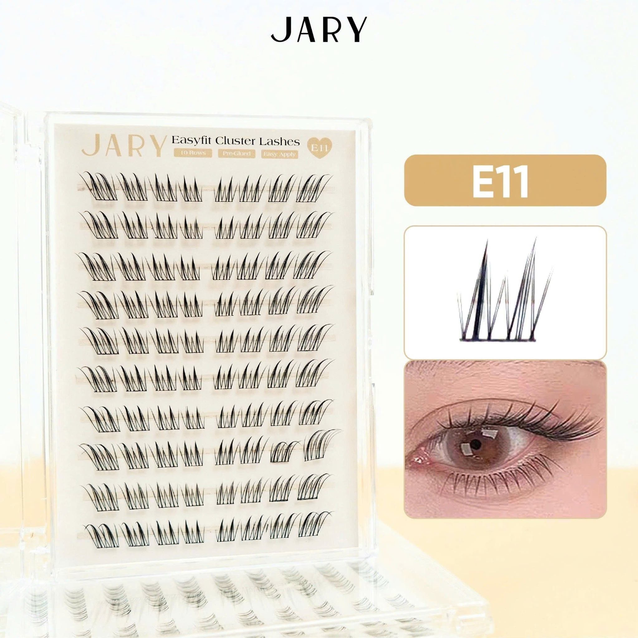 LÔNG MI CỤM CÓ SẴN KEO 10 HÀNG JARY EASYFIT CLUSTER LASHES - E11