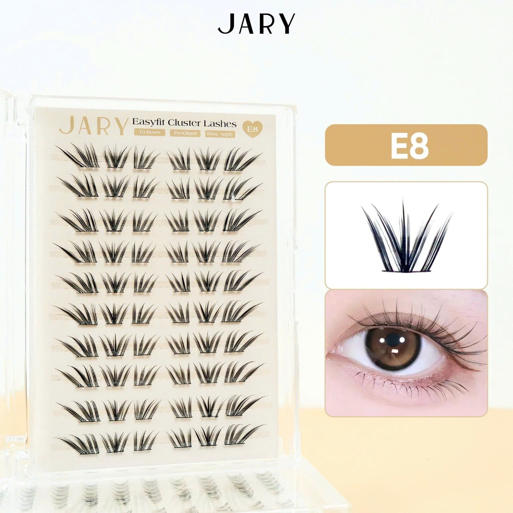 LÔNG MI CỤM CÓ SẴN KEO 10 HÀNG JARY EASYFIT CLUSTER LASHES - E8