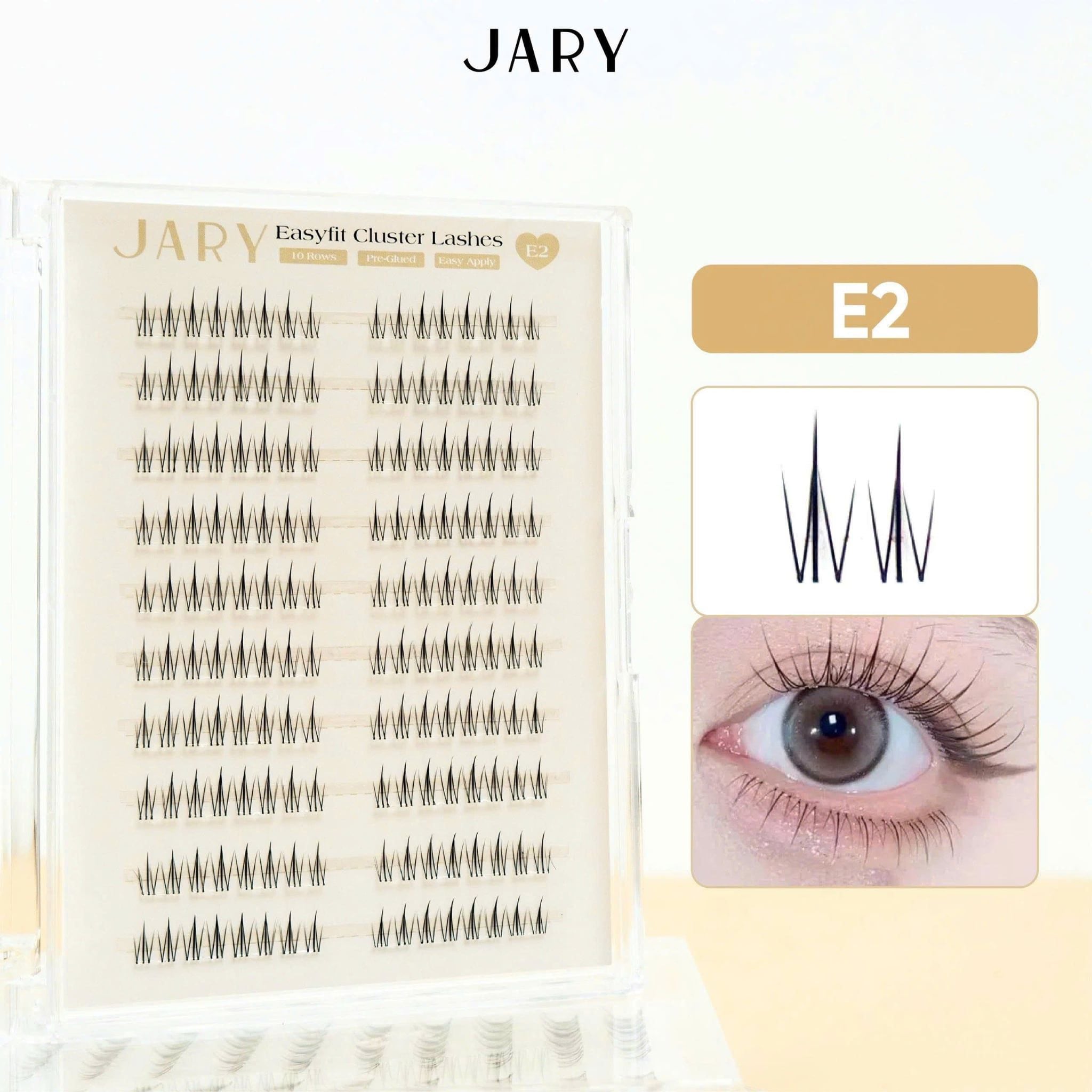 LÔNG MI CỤM CÓ SẴN KEO 10 HÀNG JARY EASYFIT CLUSTER LASHES - E2
