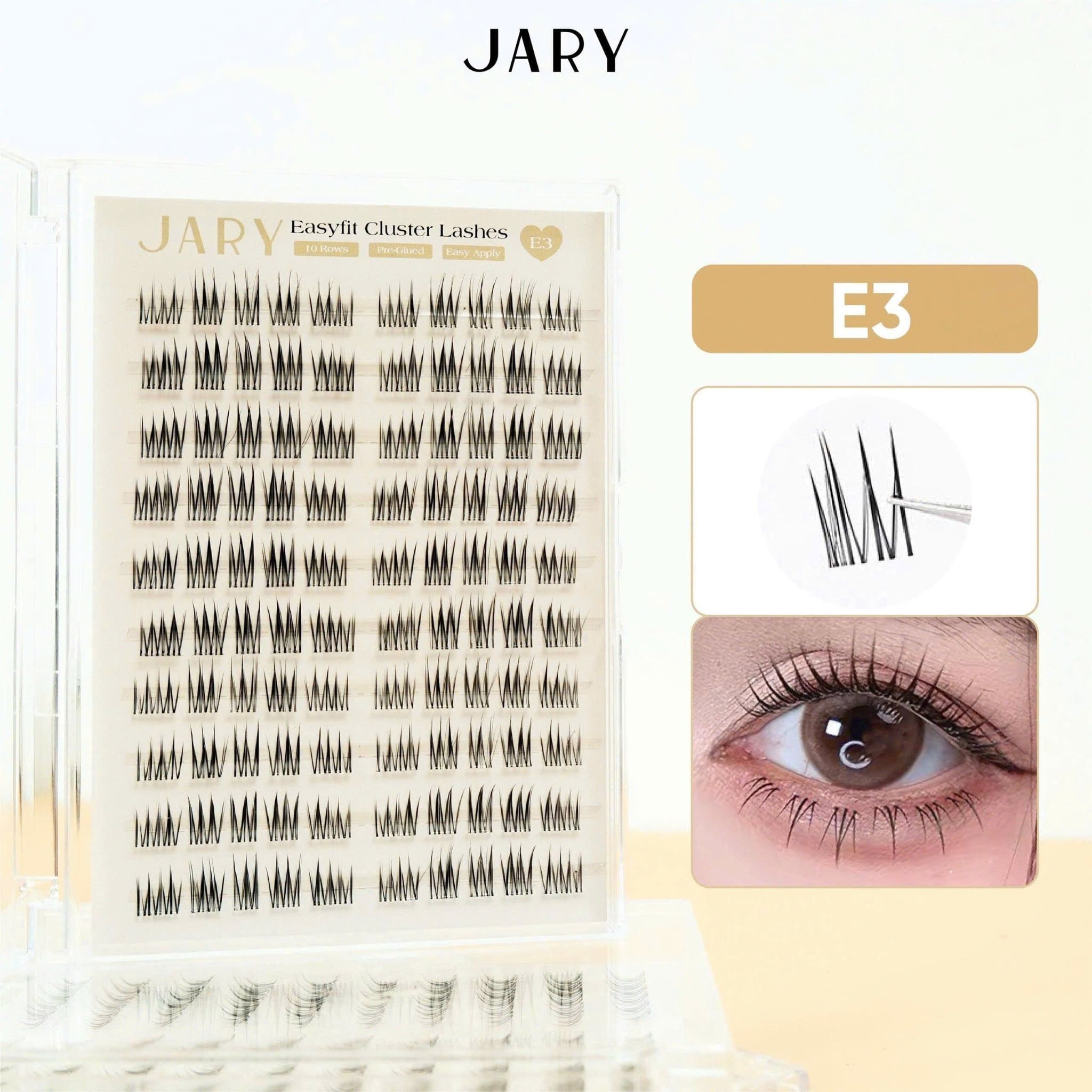 LÔNG MI CỤM CÓ SẴN KEO 10 HÀNG JARY EASYFIT CLUSTER LASHES - E3