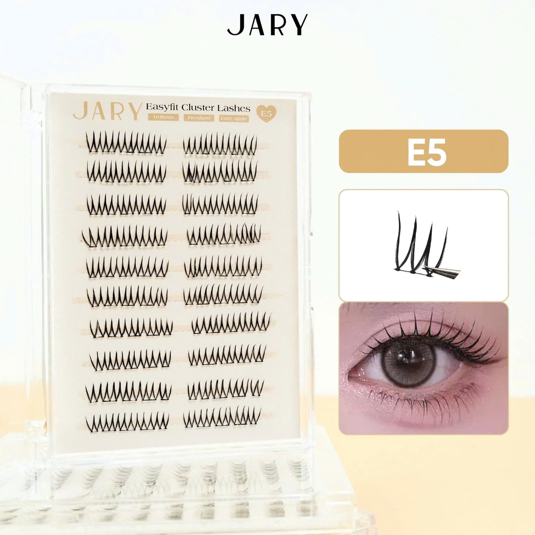 LÔNG MI CỤM CÓ SẴN KEO 10 HÀNG JARY EASYFIT CLUSTER LASHES - E5