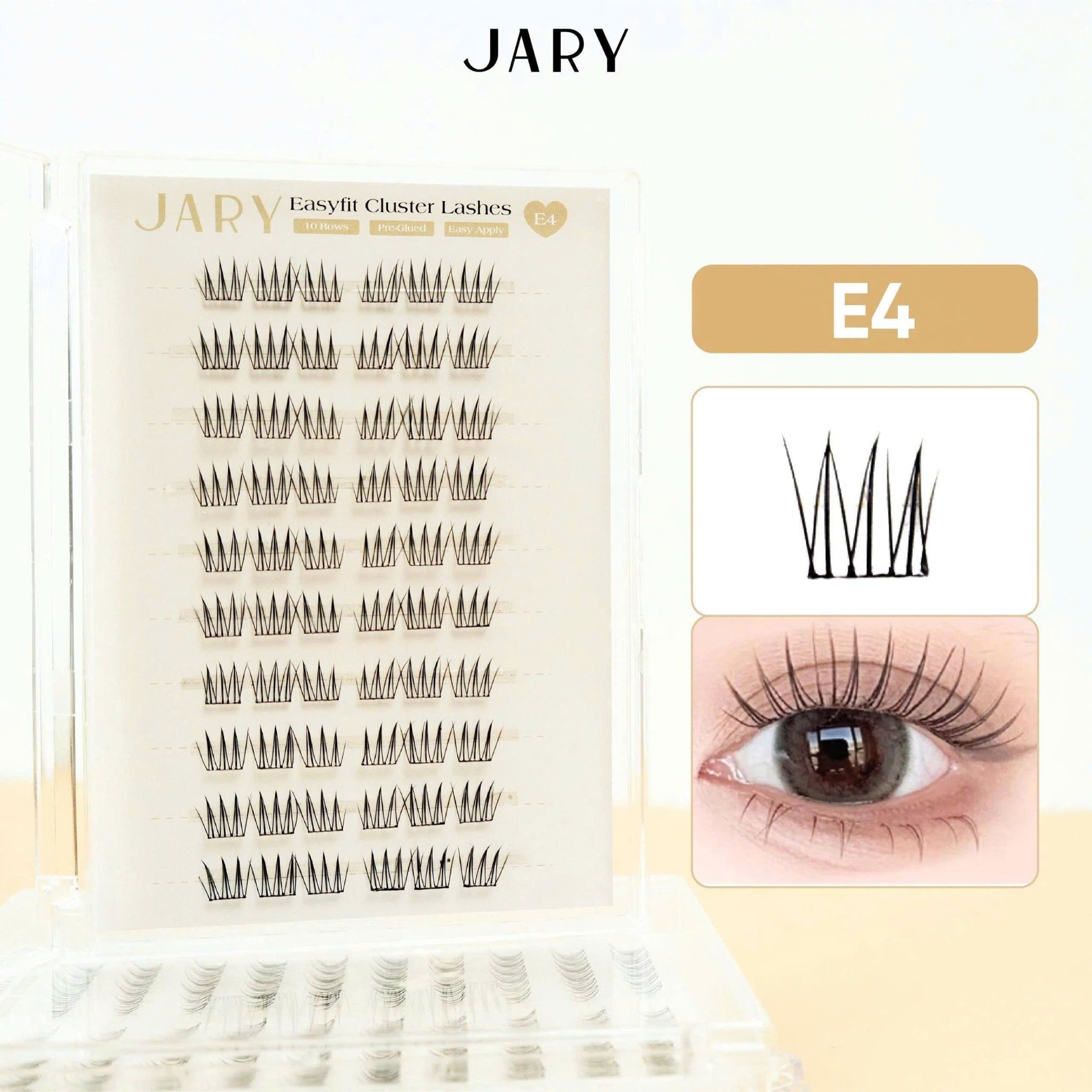 LÔNG MI CỤM CÓ SẴN KEO 10 HÀNG JARY EASYFIT CLUSTER LASHES - E4