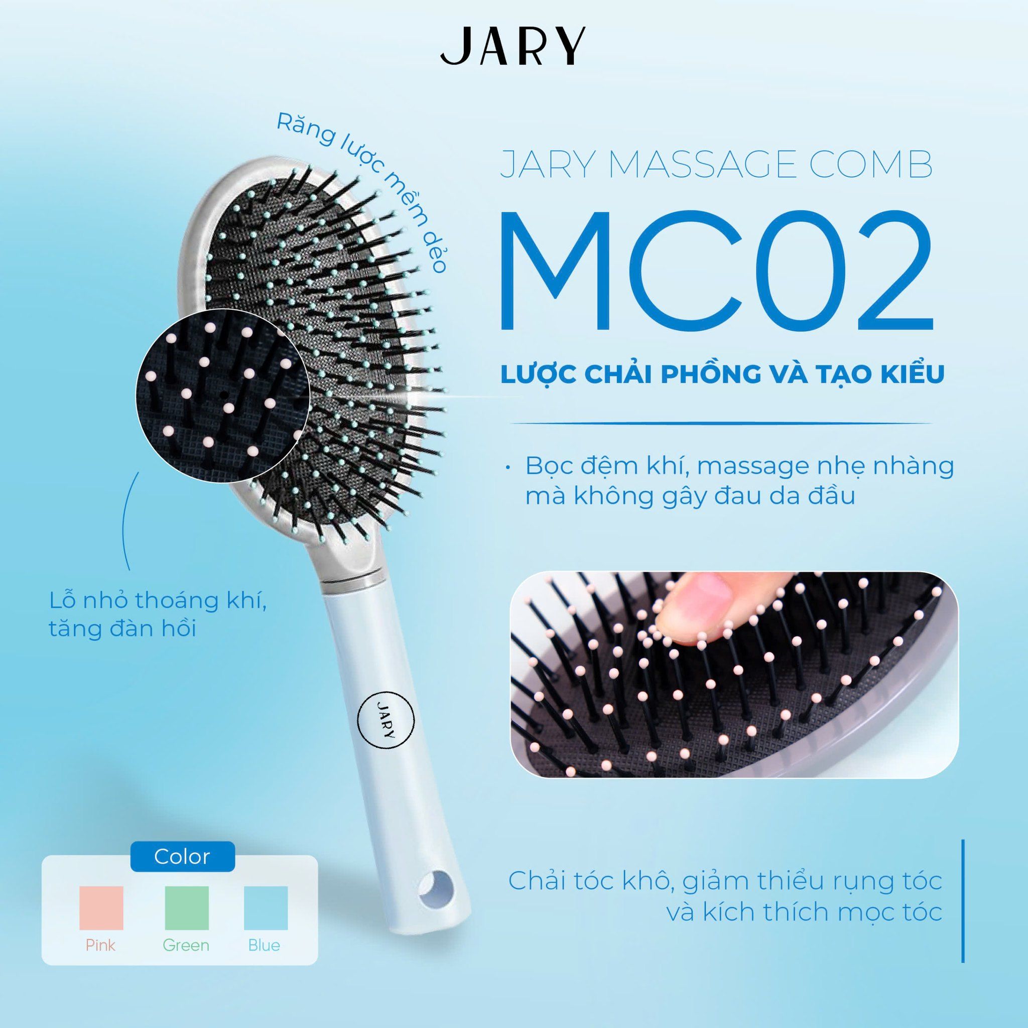 LƯỢC CHẢI TÓC MASSAGE JARY MASSAGE COMB - MC02