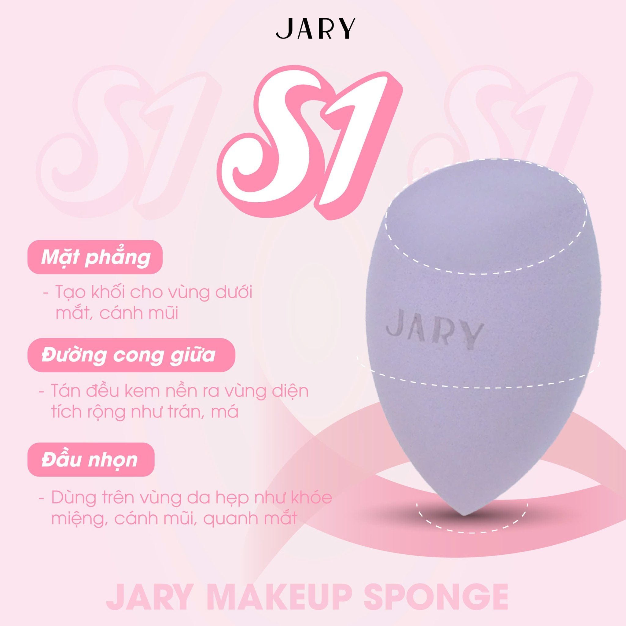 MÚT TRANG ĐIỂM JARY MAKEUP SPONGE - S1 - FULLBOX