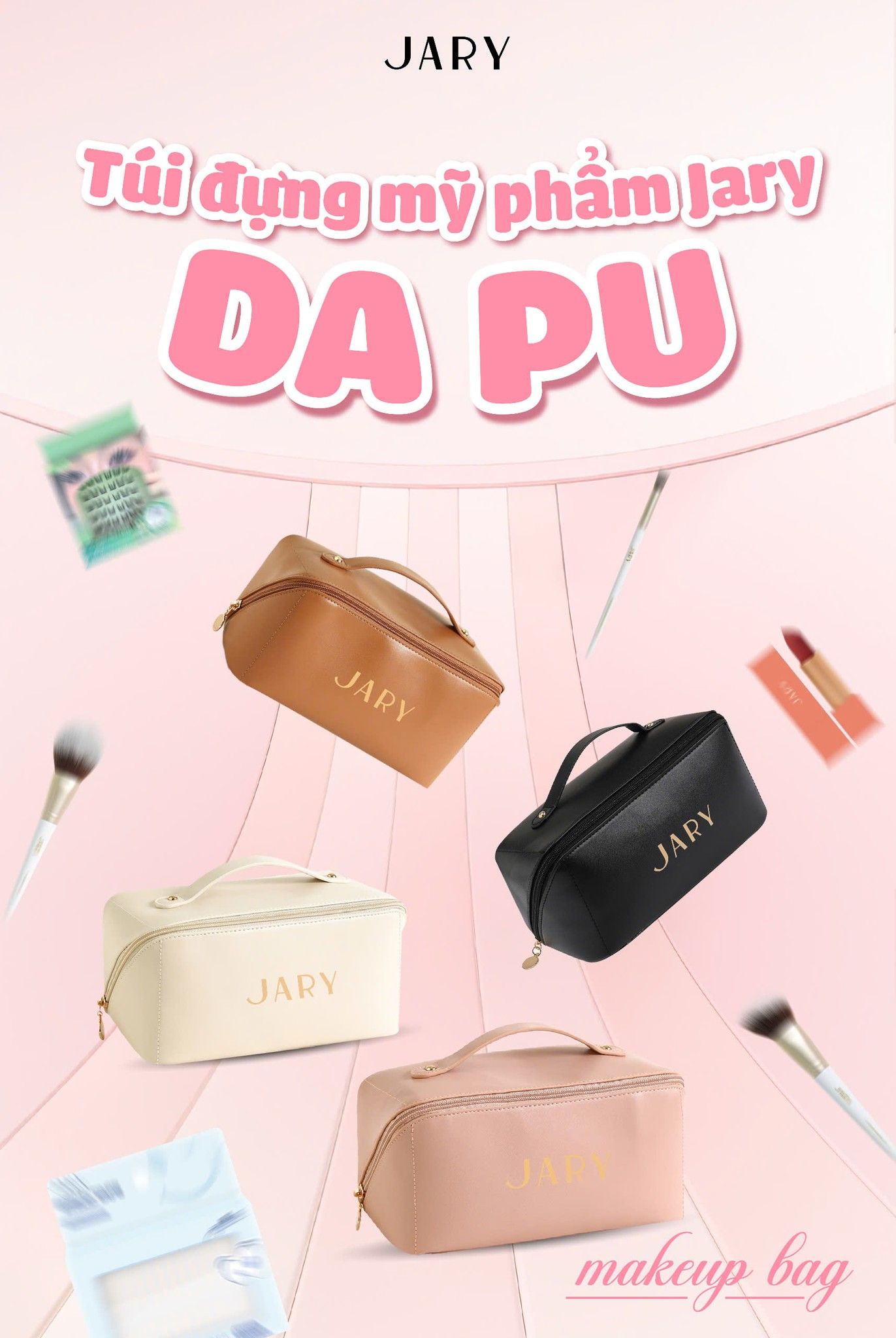 TÚI ĐỰNG MỸ PHẨM JARY DA PU - MÀU ĐEN