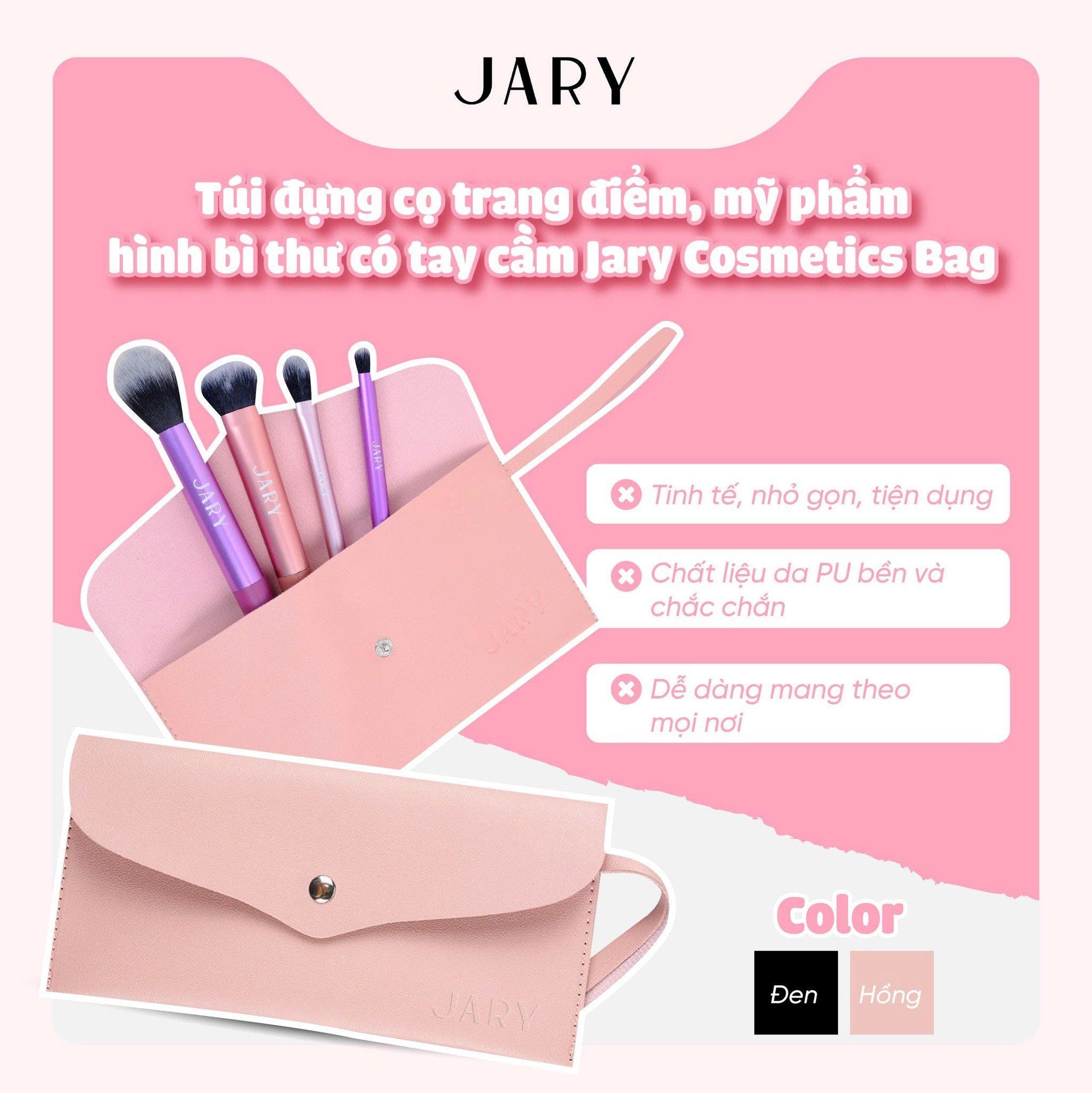 TÚI ĐỰNG CỌ TRANG ĐIỂM, MỸ PHẨM HÌNH BÌ THƯ CÓ TAY CẦM JARY COSMETICS BAG