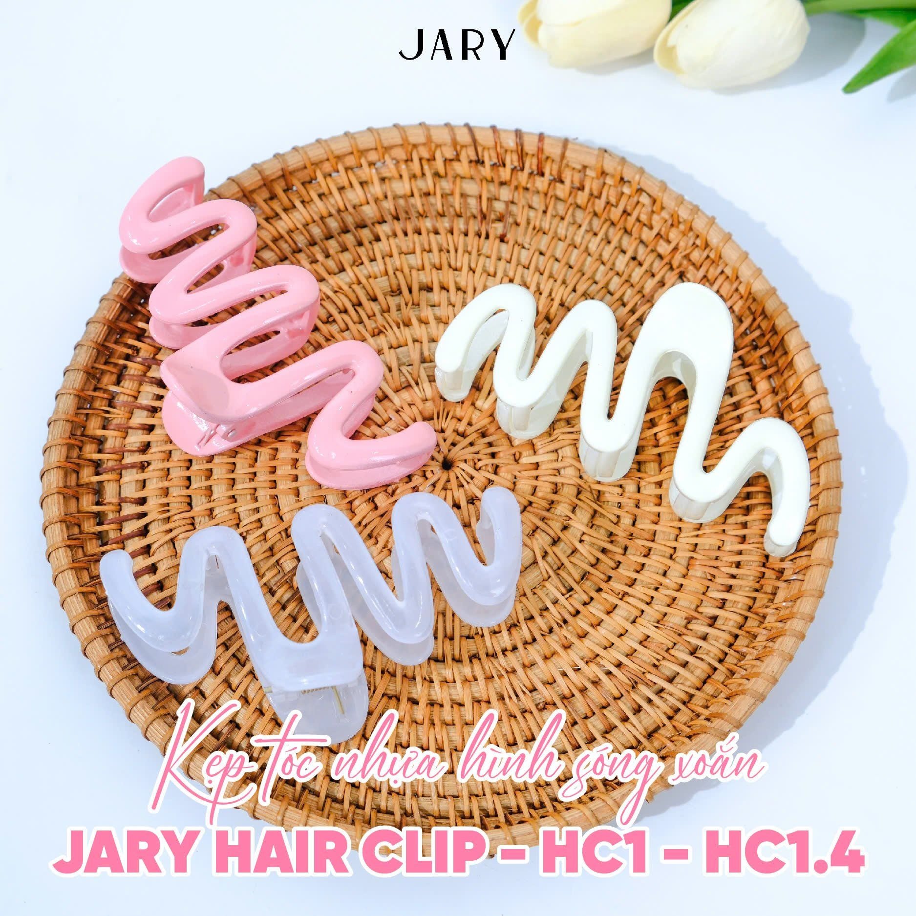 KẸP TÓC NHỰA HÌNH SÓNG XOẮN JARY HAIR CLIP - HC1 - HC1.4 - HC1.4.2 - MÀU TRẮNG KEM