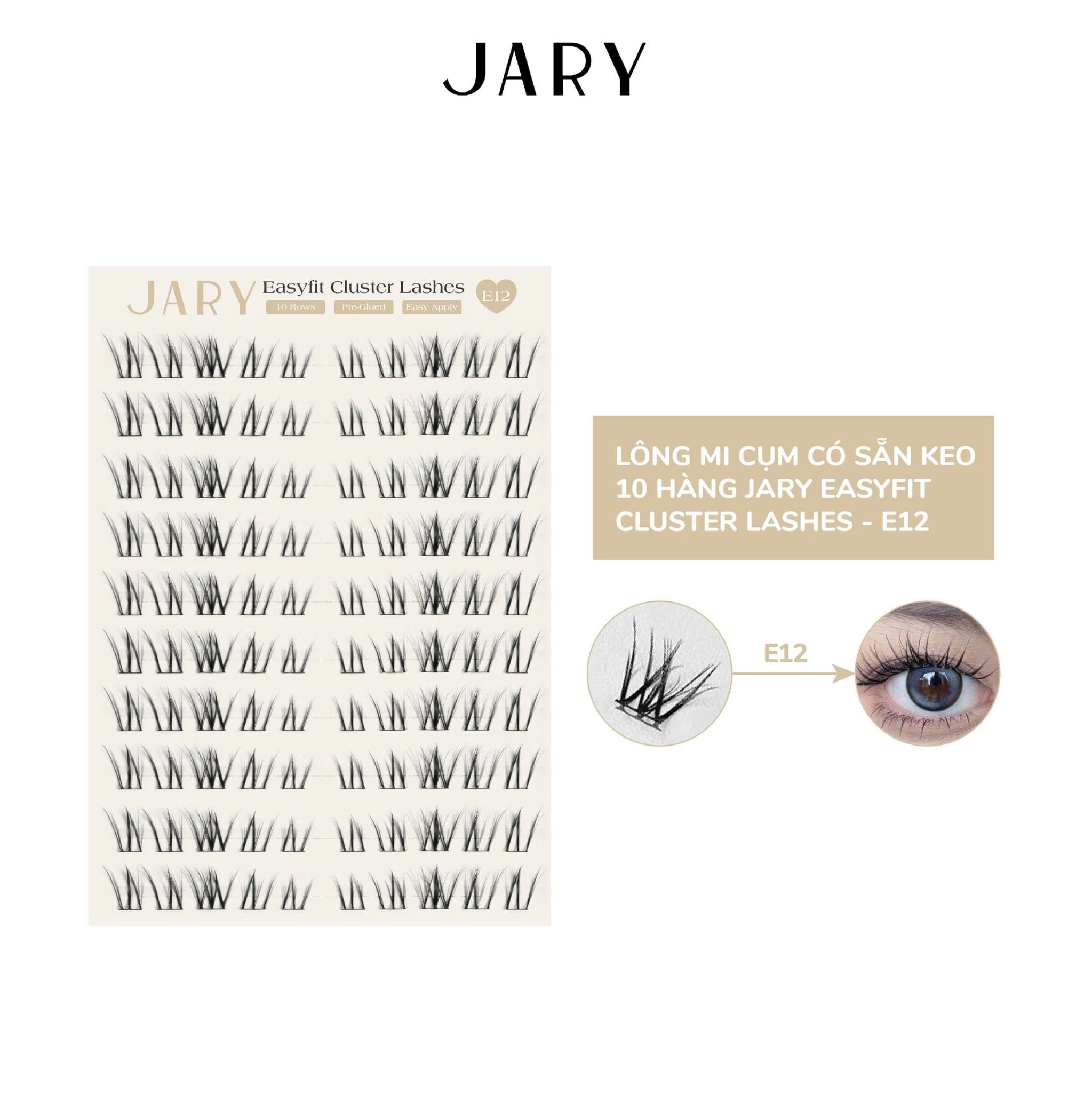LÔNG MI CỤM CÓ SẴN KEO 10 HÀNG JARY EASYFIT CLUSTER LASHES - E12