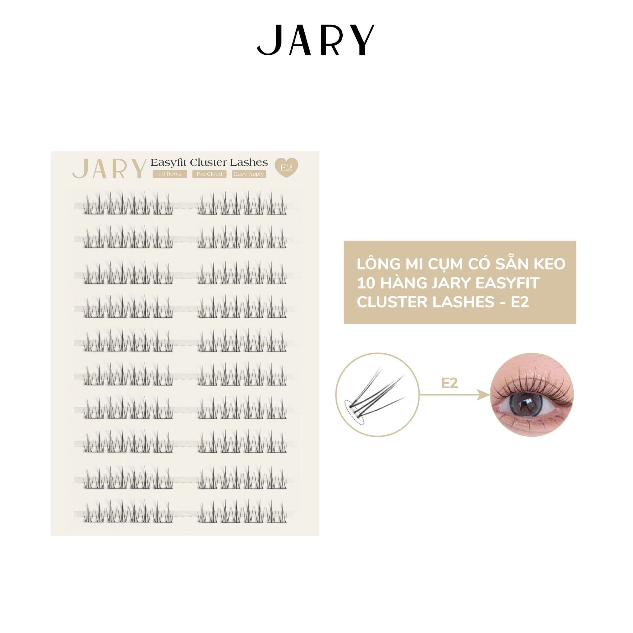 LÔNG MI CỤM CÓ SẴN KEO 10 HÀNG JARY EASYFIT CLUSTER LASHES - E2