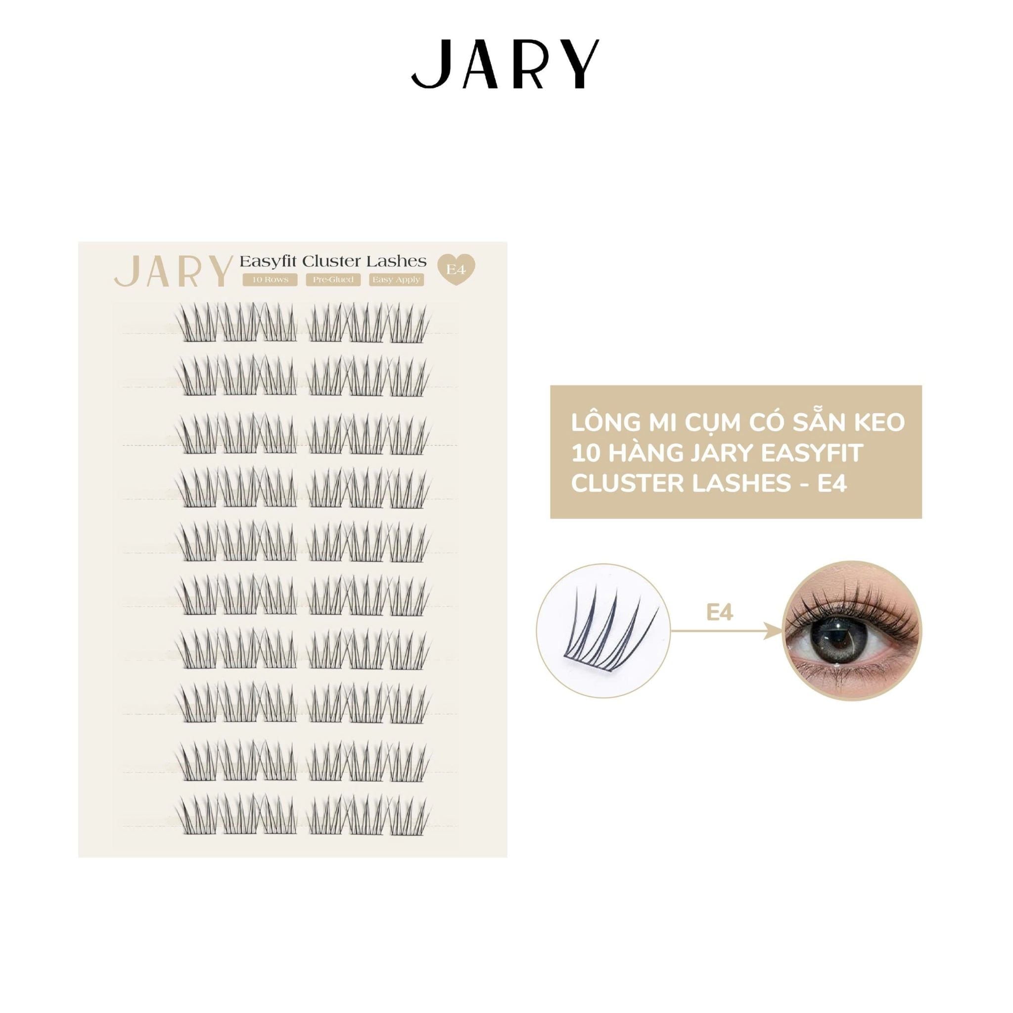 LÔNG MI CỤM CÓ SẴN KEO 10 HÀNG JARY EASYFIT CLUSTER LASHES - E4