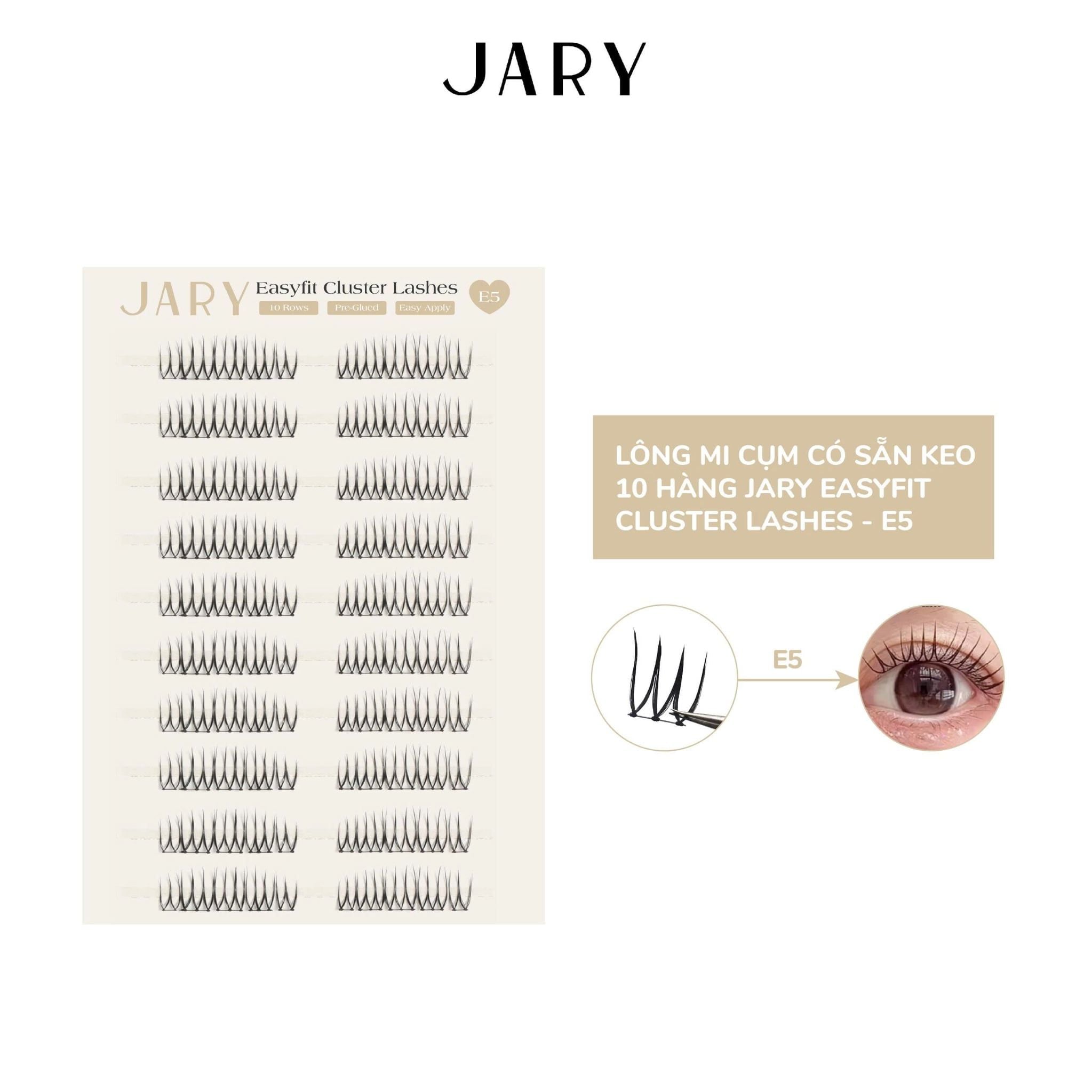 LÔNG MI CỤM CÓ SẴN KEO 10 HÀNG JARY EASYFIT CLUSTER LASHES - E5
