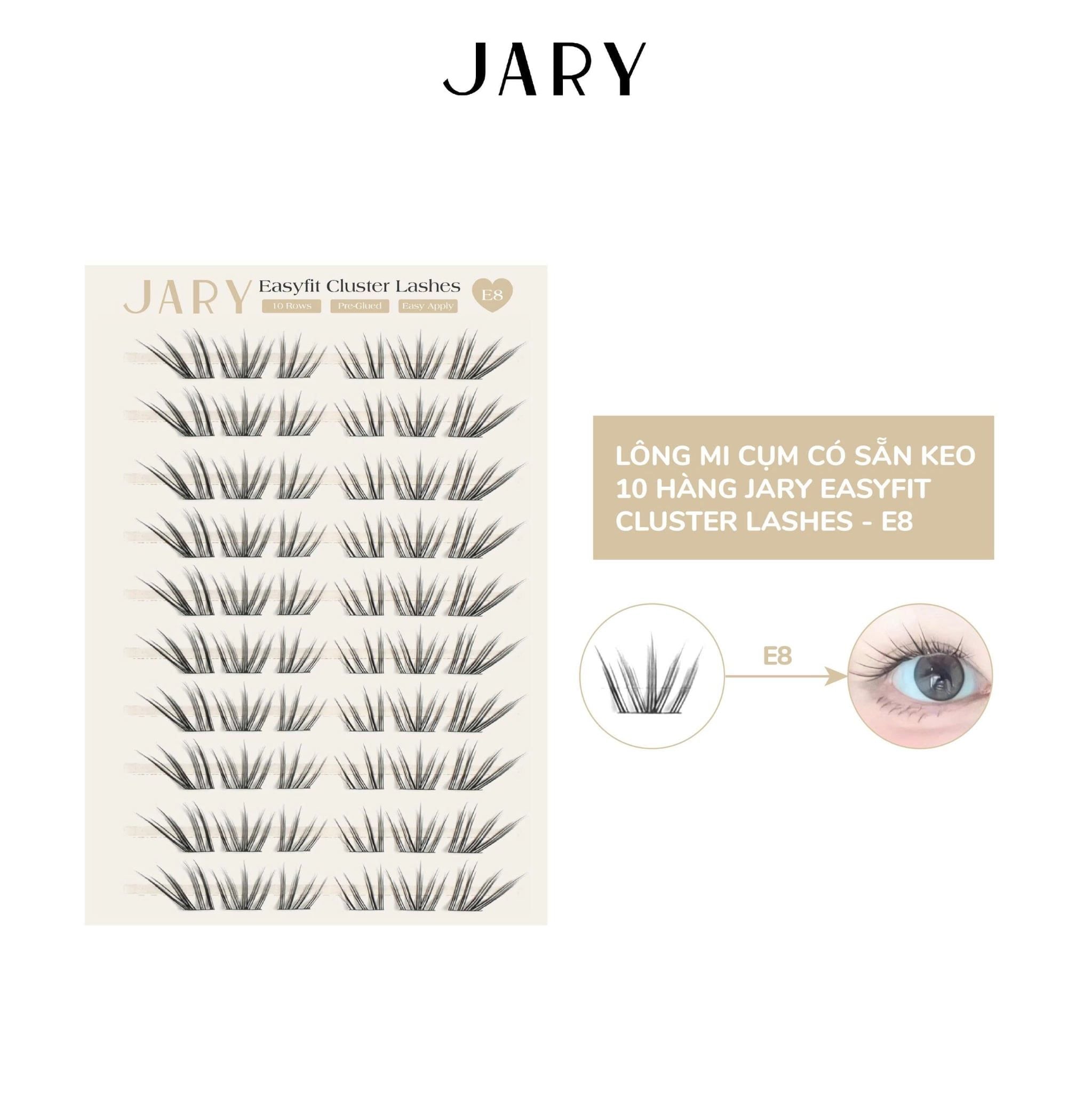 LÔNG MI CỤM CÓ SẴN KEO 10 HÀNG JARY EASYFIT CLUSTER LASHES - E8