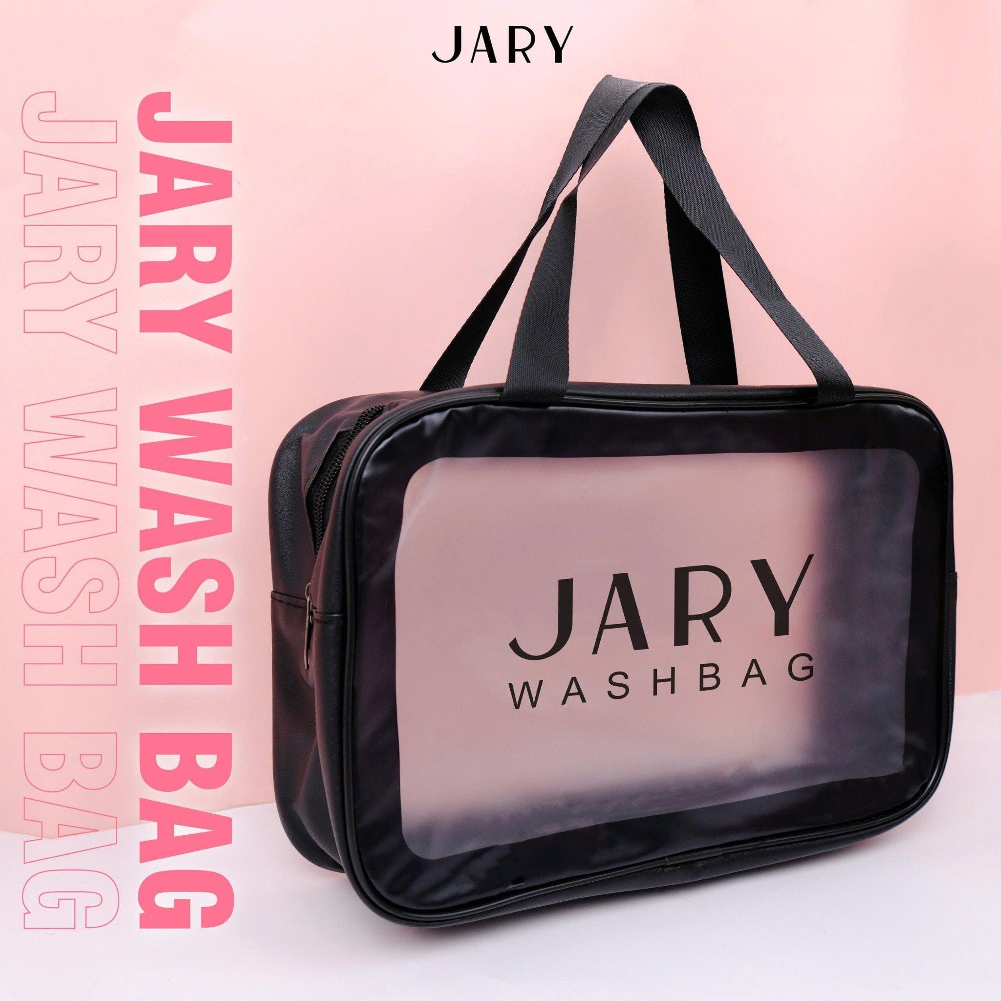 TÚI ĐỰNG MỸ PHẨM TRONG SUỐT JARY WASH BAG - MÀU HỒNG - SIZE 29.5X10.5X20