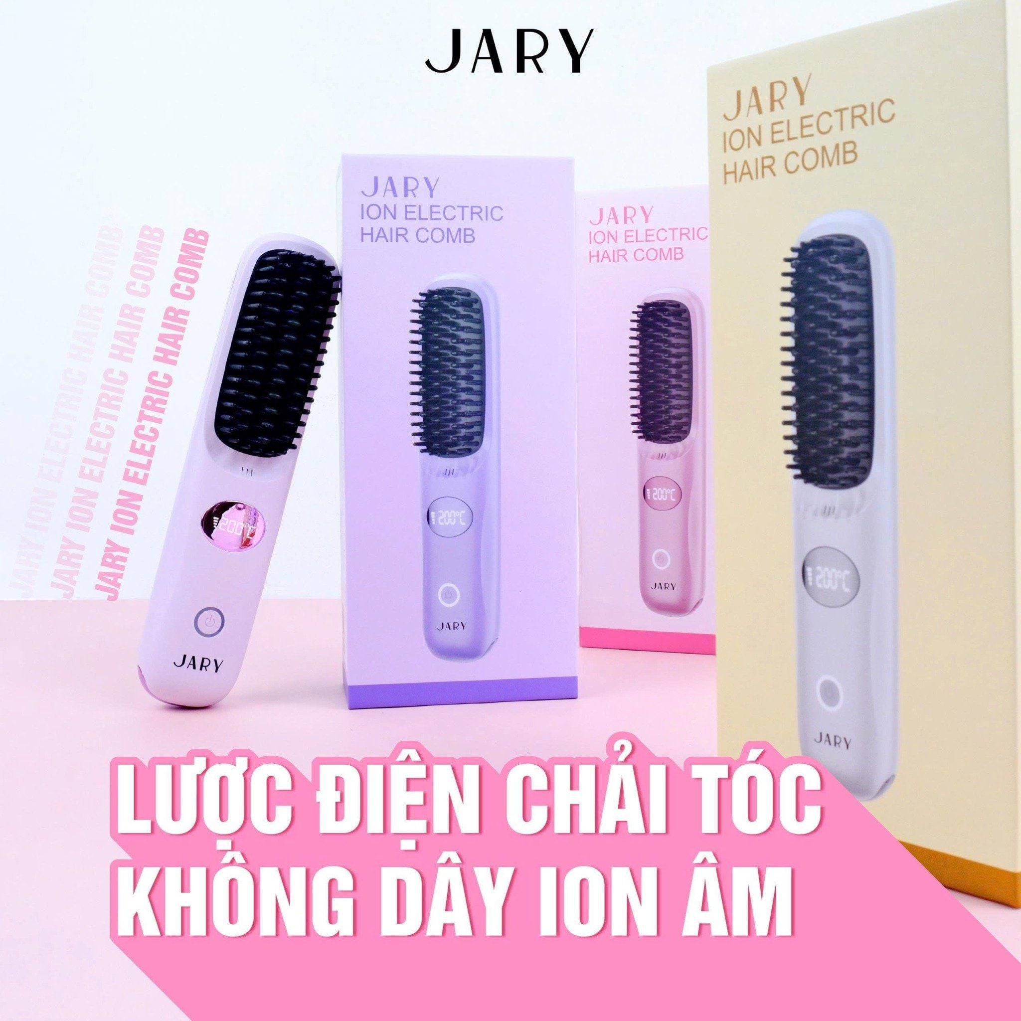 LƯỢC ĐIỆN CHẢI TÓC KHÔNG DÂY ION ÂM JARY ION ELECTRIC HAIR COMB - MÀU TÍM
